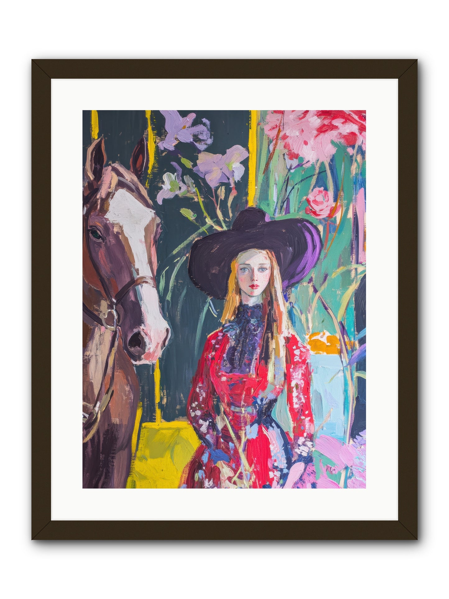 Wild Rose Rider -- Framed Print - Black 18x24