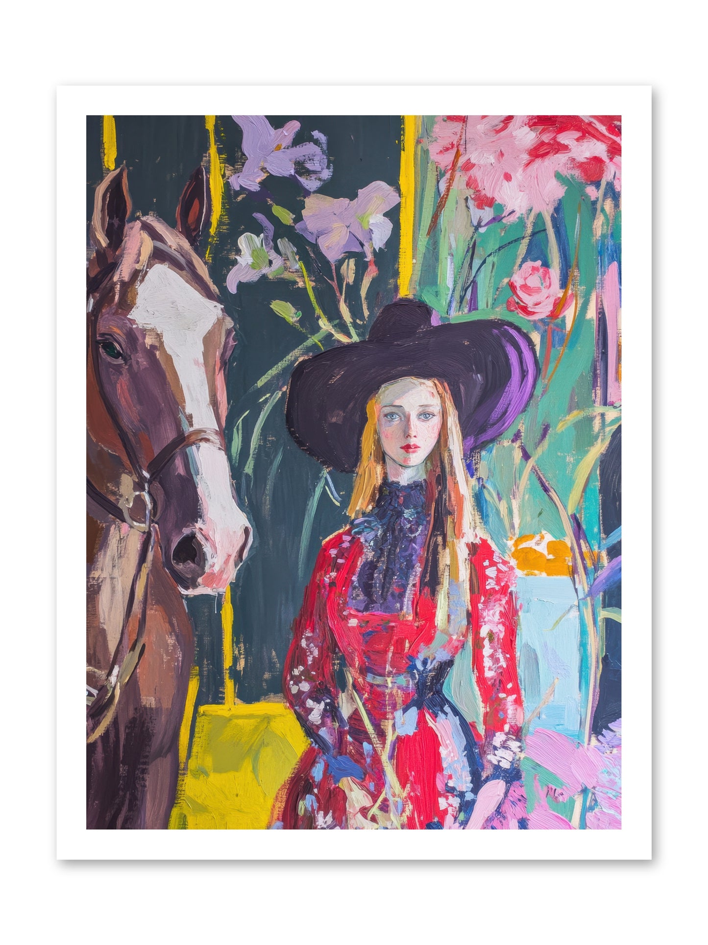 Wild Rose Rider -- Paper Print 18x24