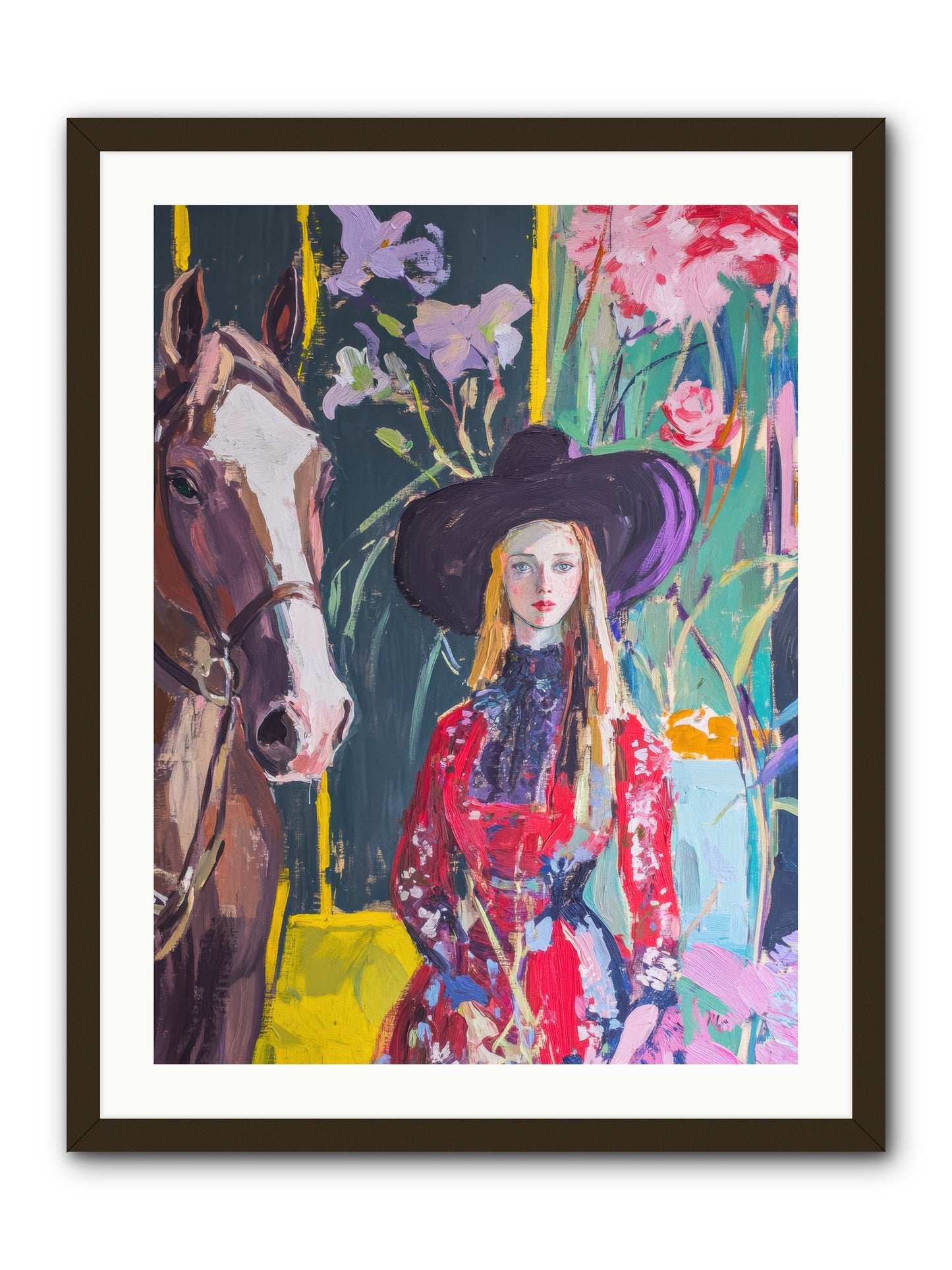 Wild Rose Rider -- Framed Print - Black 24x32