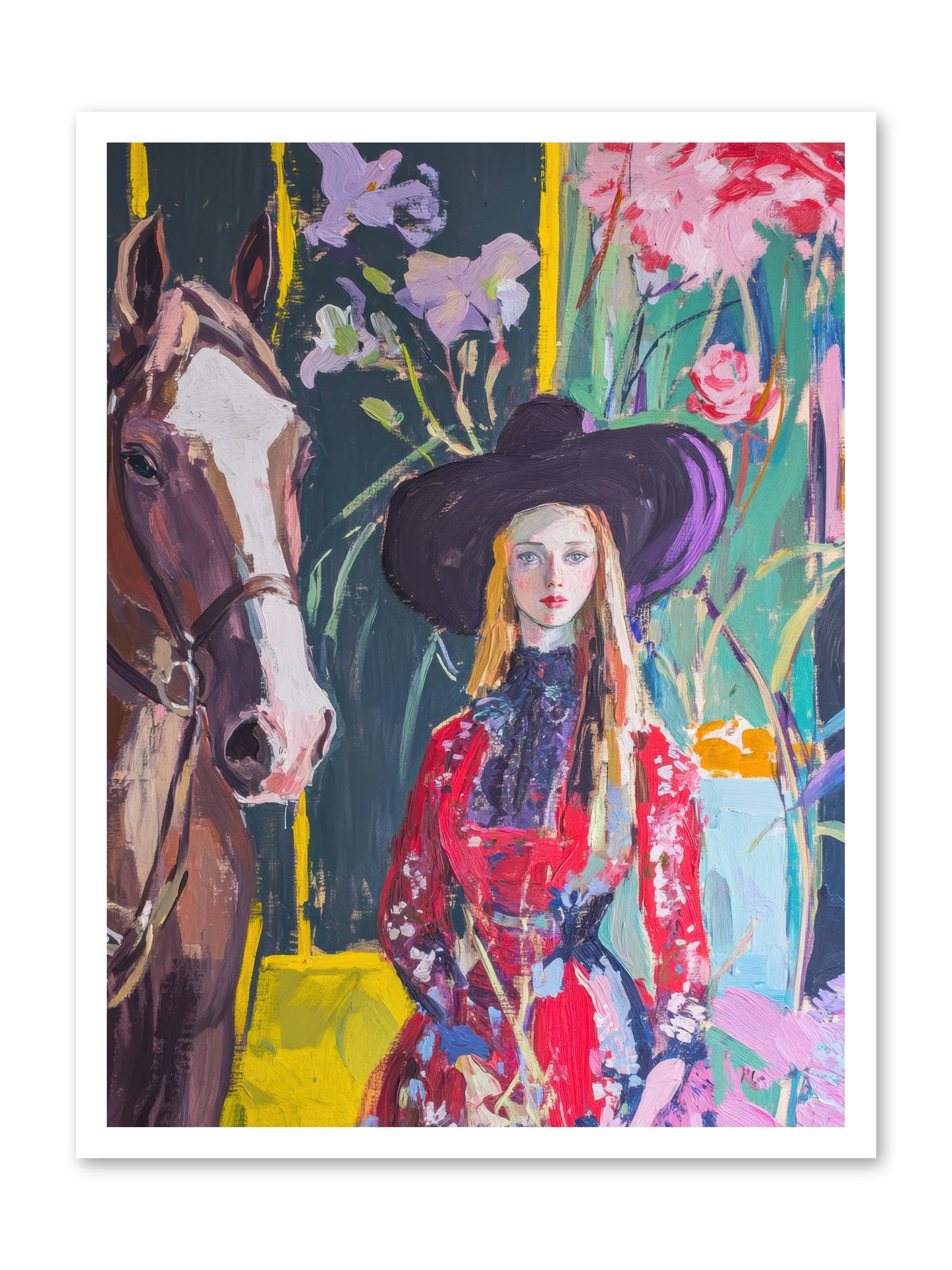 Wild Rose Rider -- Paper Print 24x32