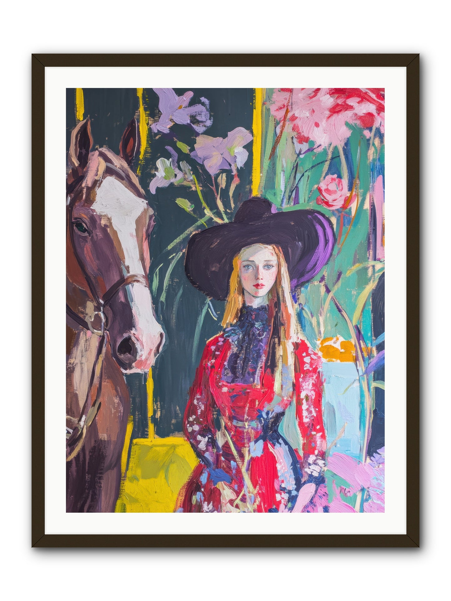 Wild Rose Rider -- Framed Print - Black 30x40