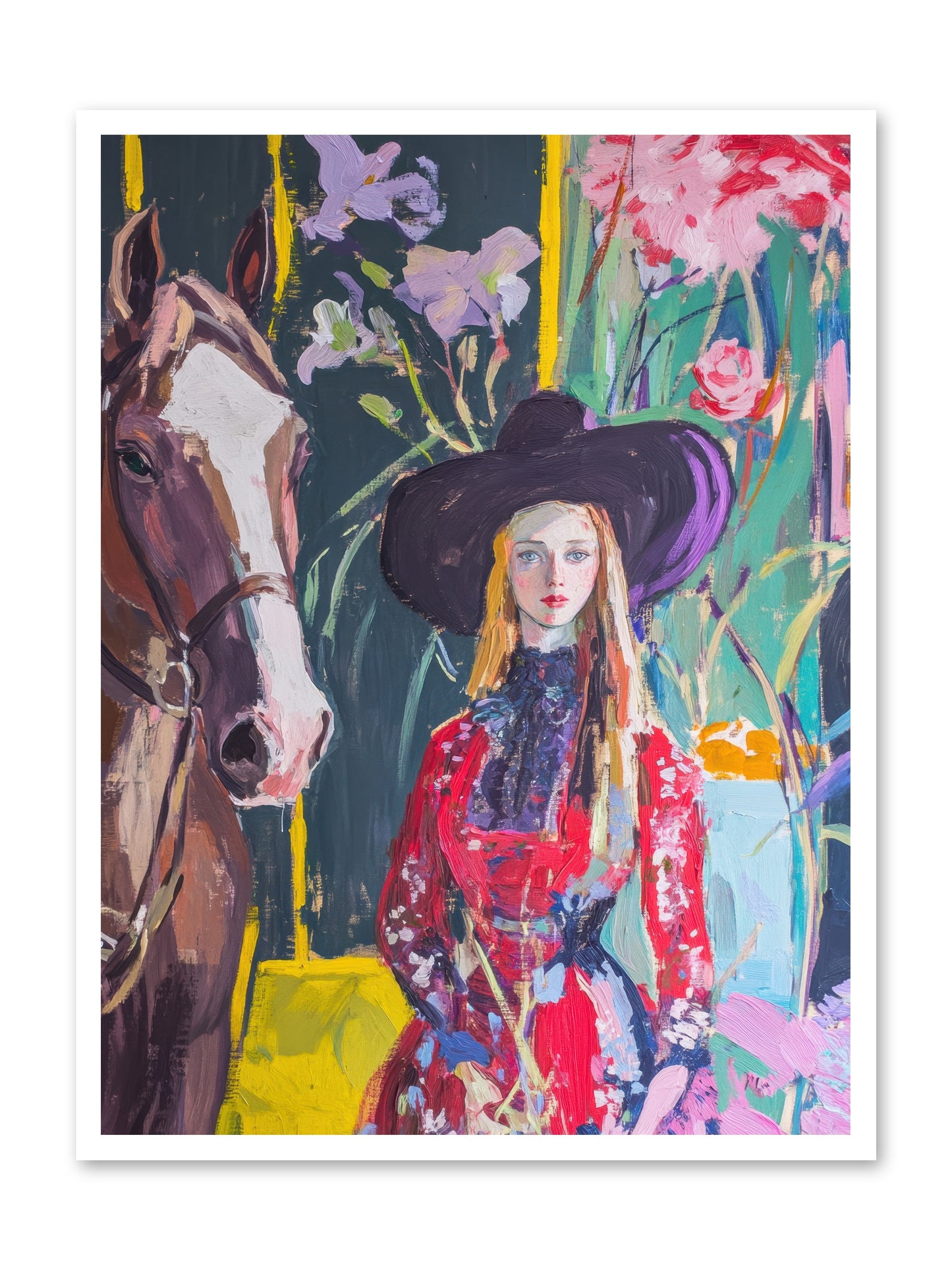 Wild Rose Rider -- Paper Print 30x40