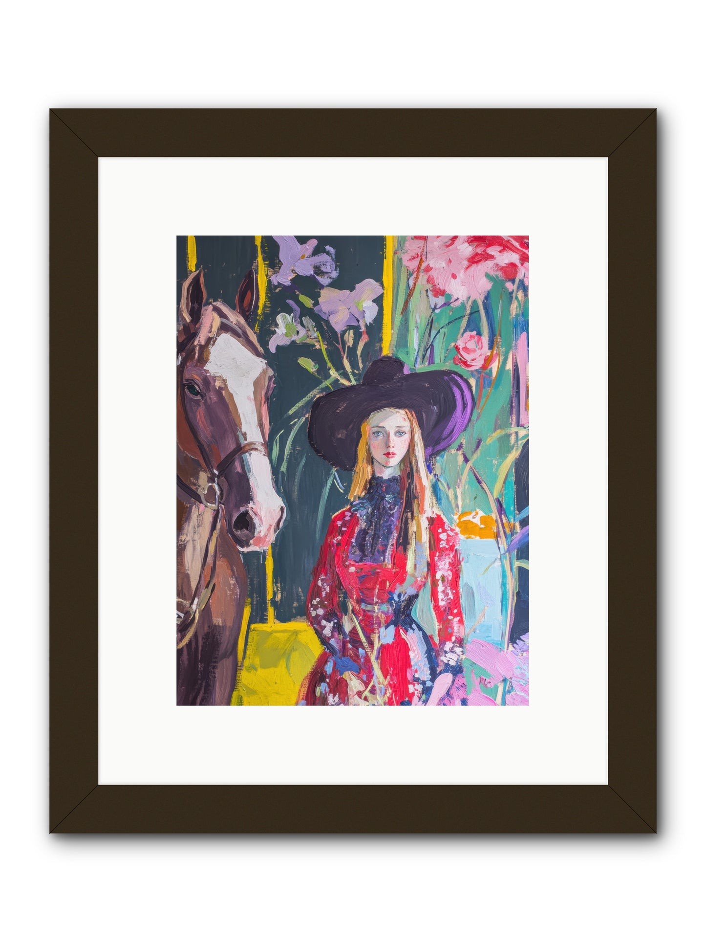 Wild Rose Rider -- Framed Print - Black 9x12