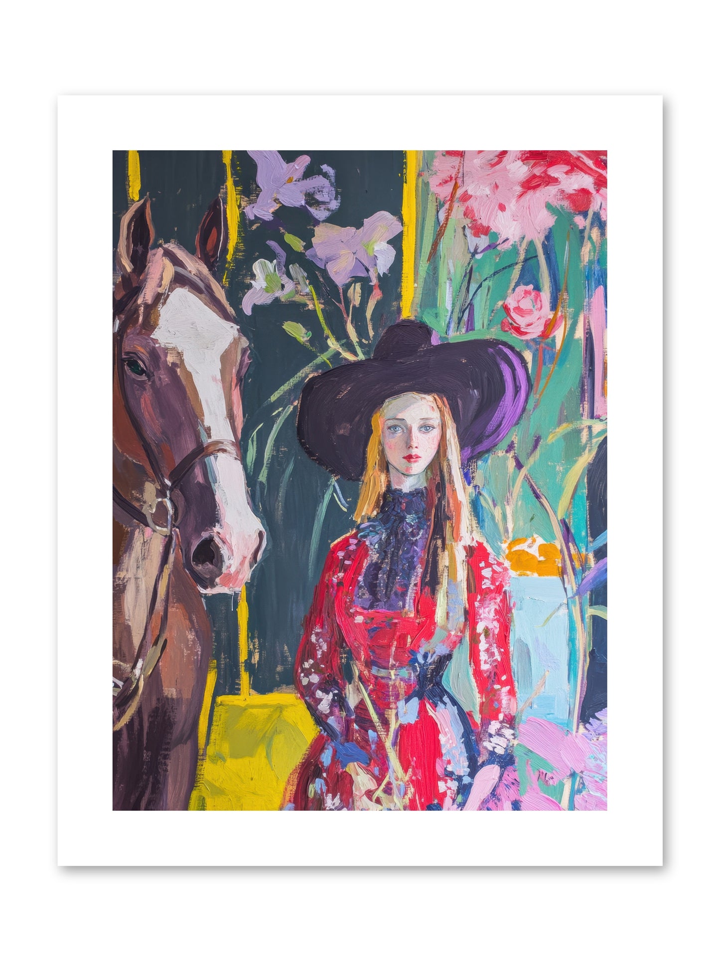 Wild Rose Rider -- Paper Print 9x12
