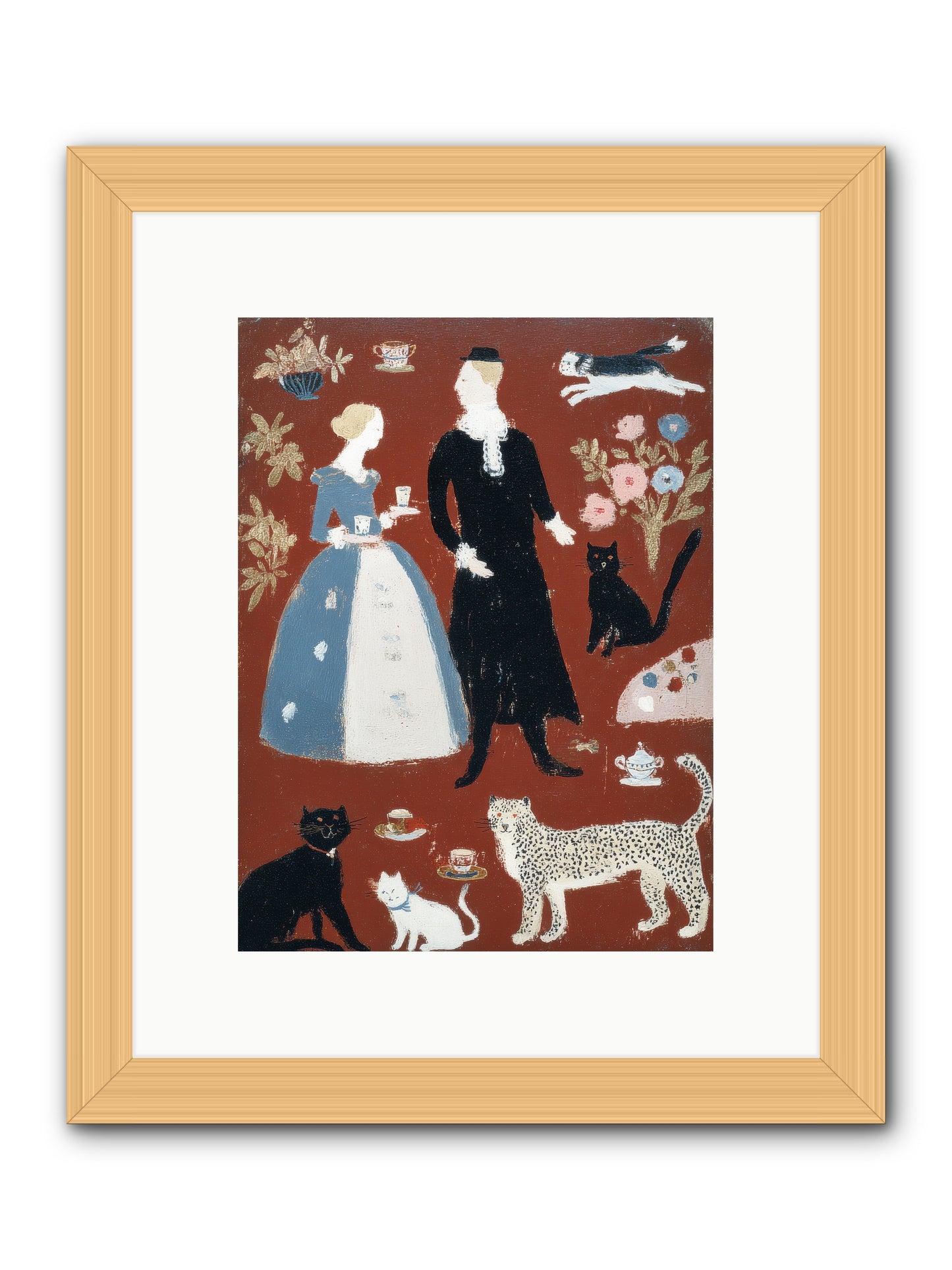 Wild Things Come for Tea -- Framed Print - Natural 9x12