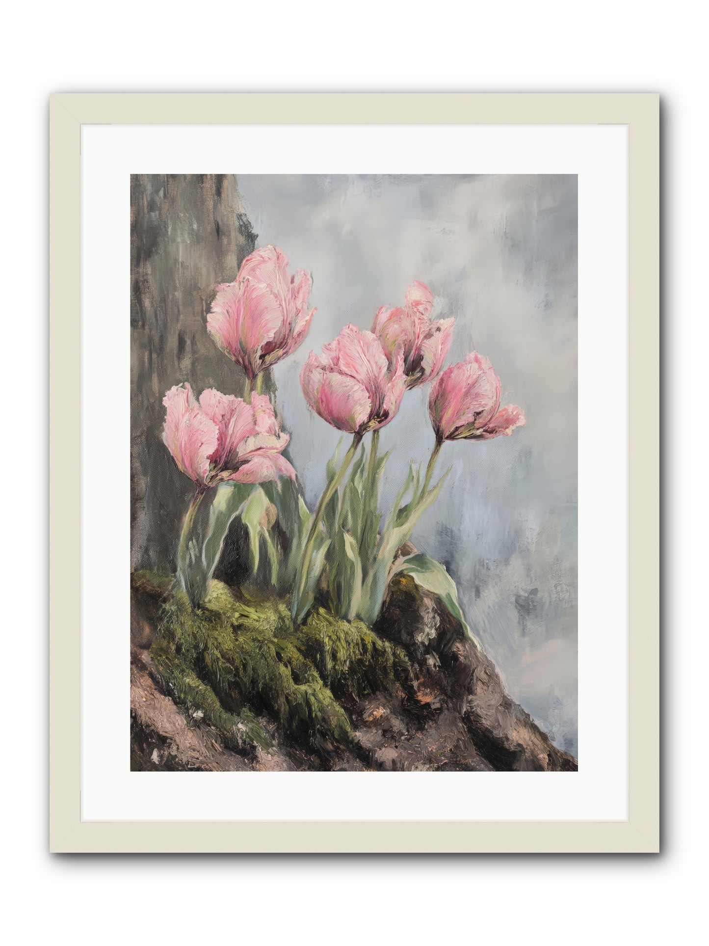 Wild Tulip Tales -- Framed Print - White 18x24