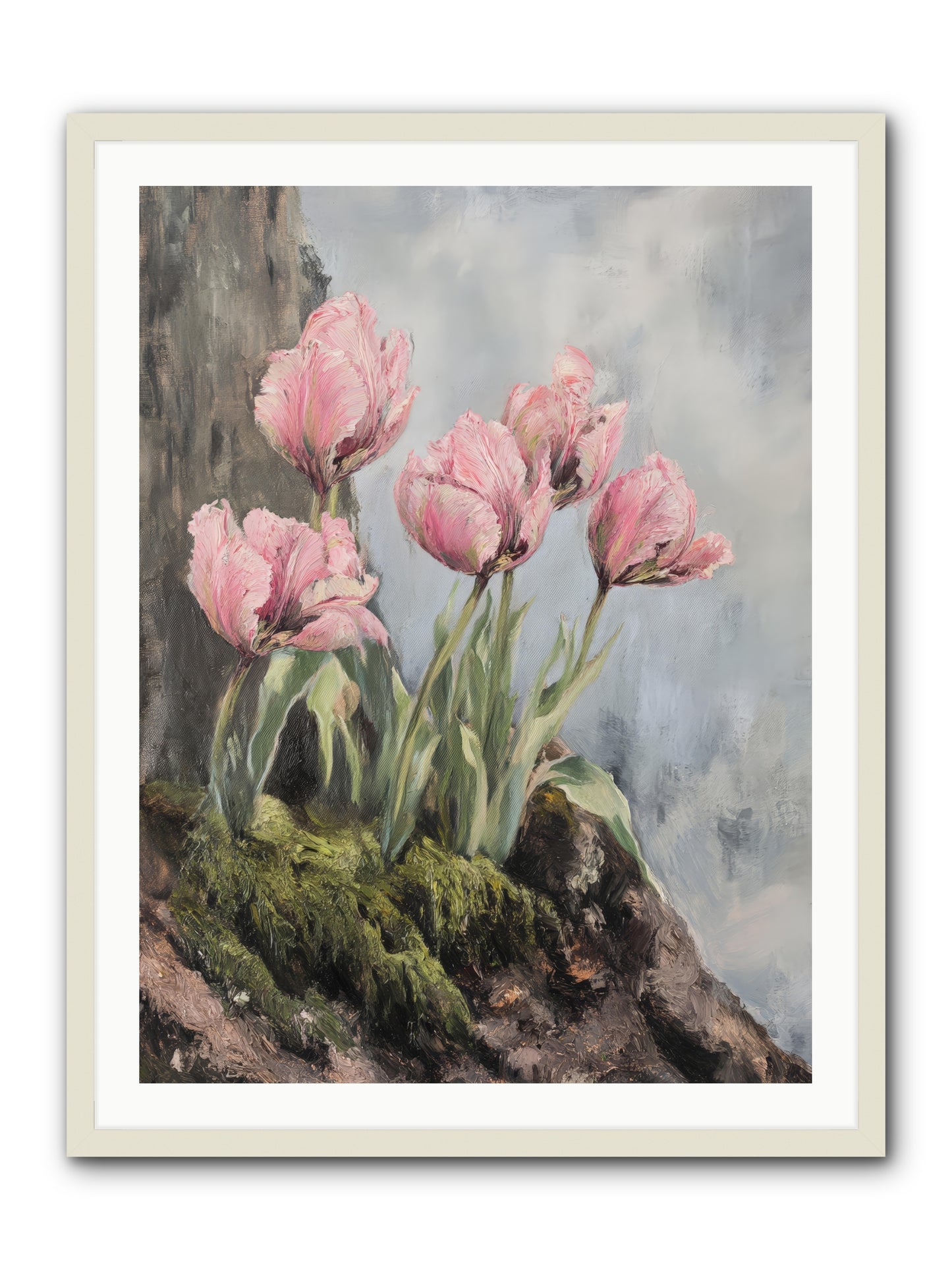 Wild Tulip Tales -- Framed Print - White 30x40
