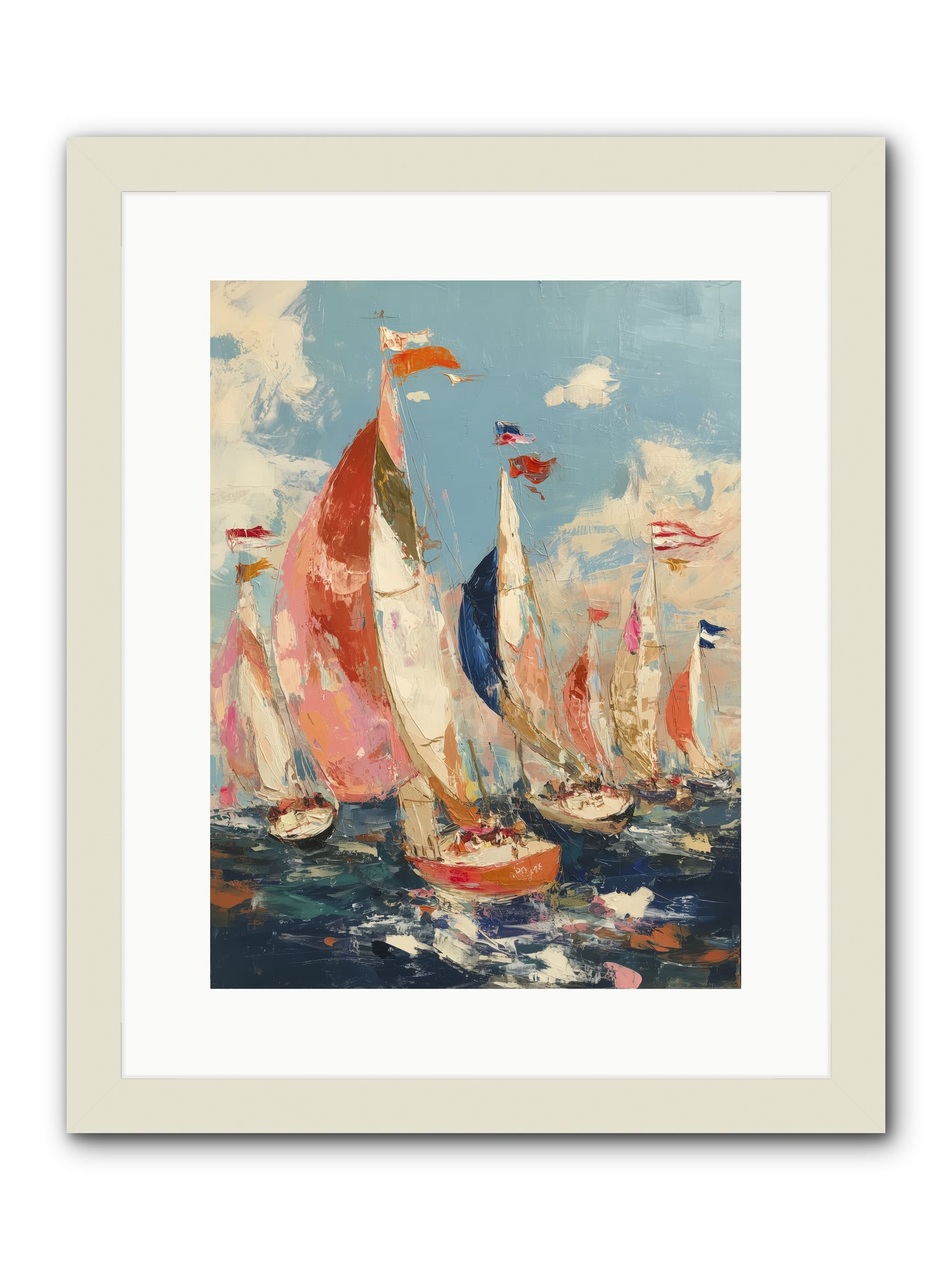 Wind and Wave -- Framed Print - White 12x16