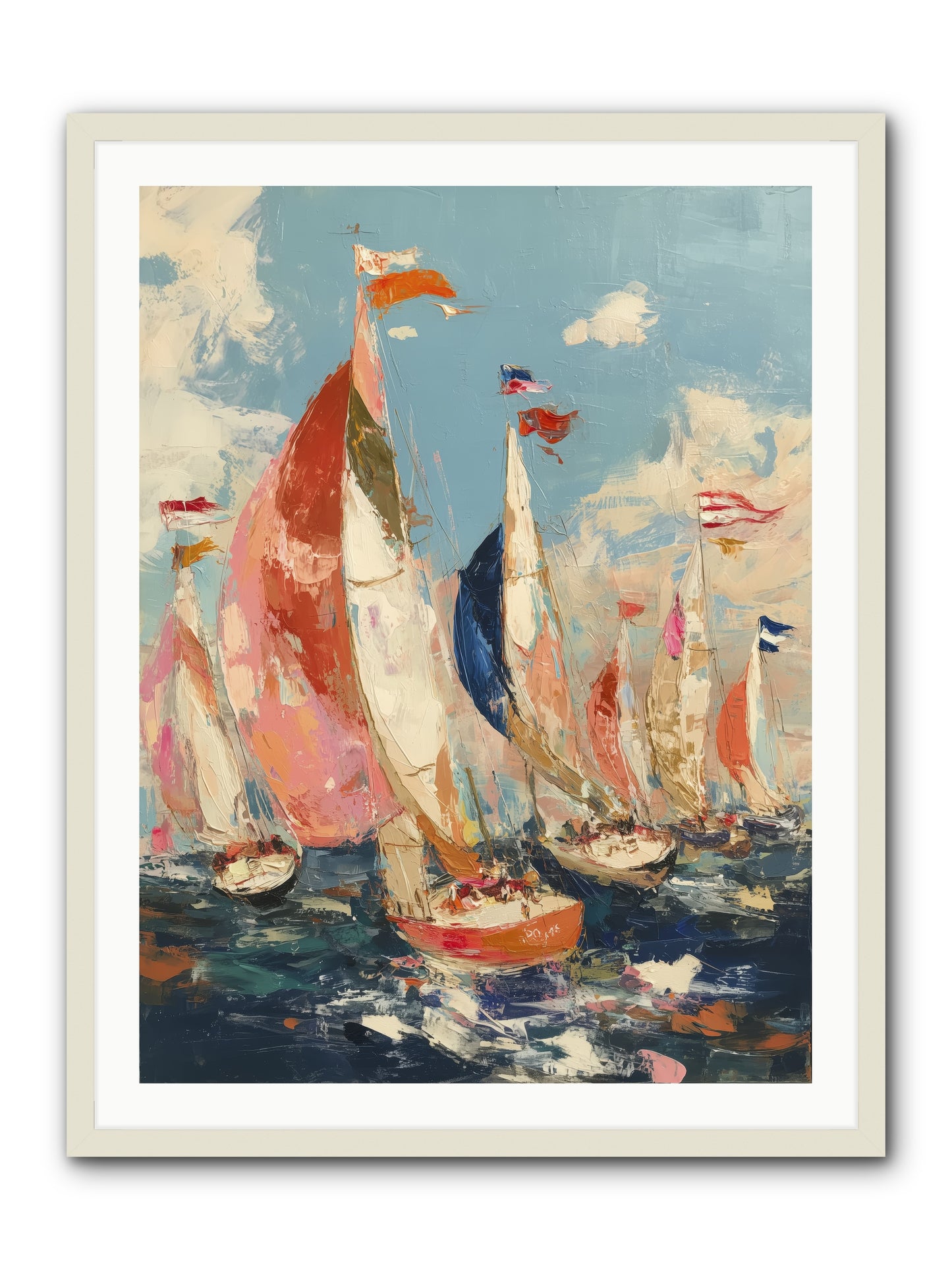 Wind and Wave -- Framed Print - White 30x40