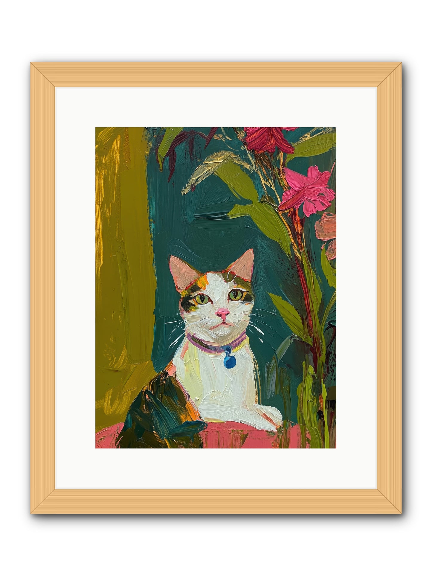 Windowsill Guardian -- Framed Print - Natural 12x16