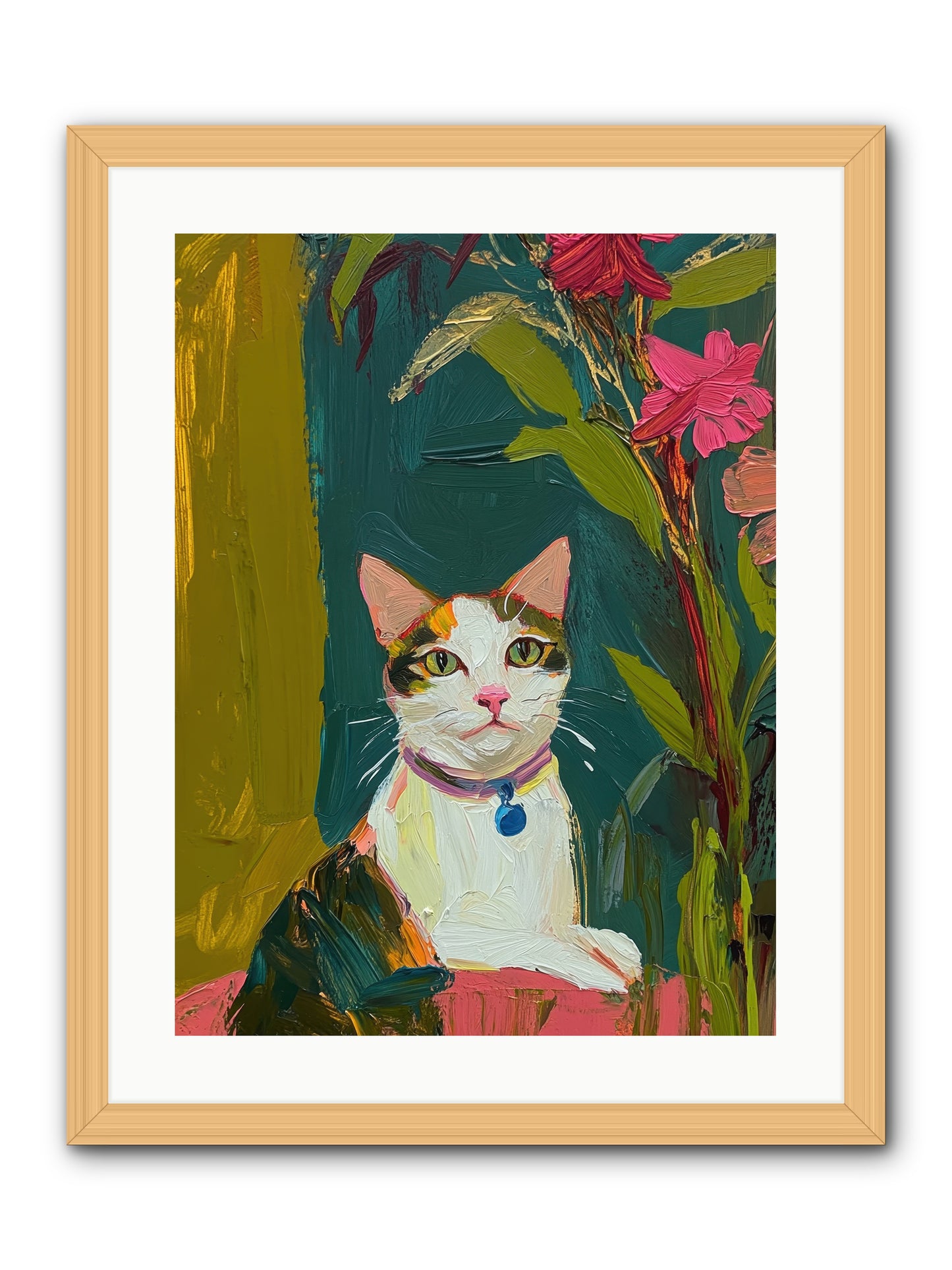 Windowsill Guardian -- Framed Print - Natural 18x24