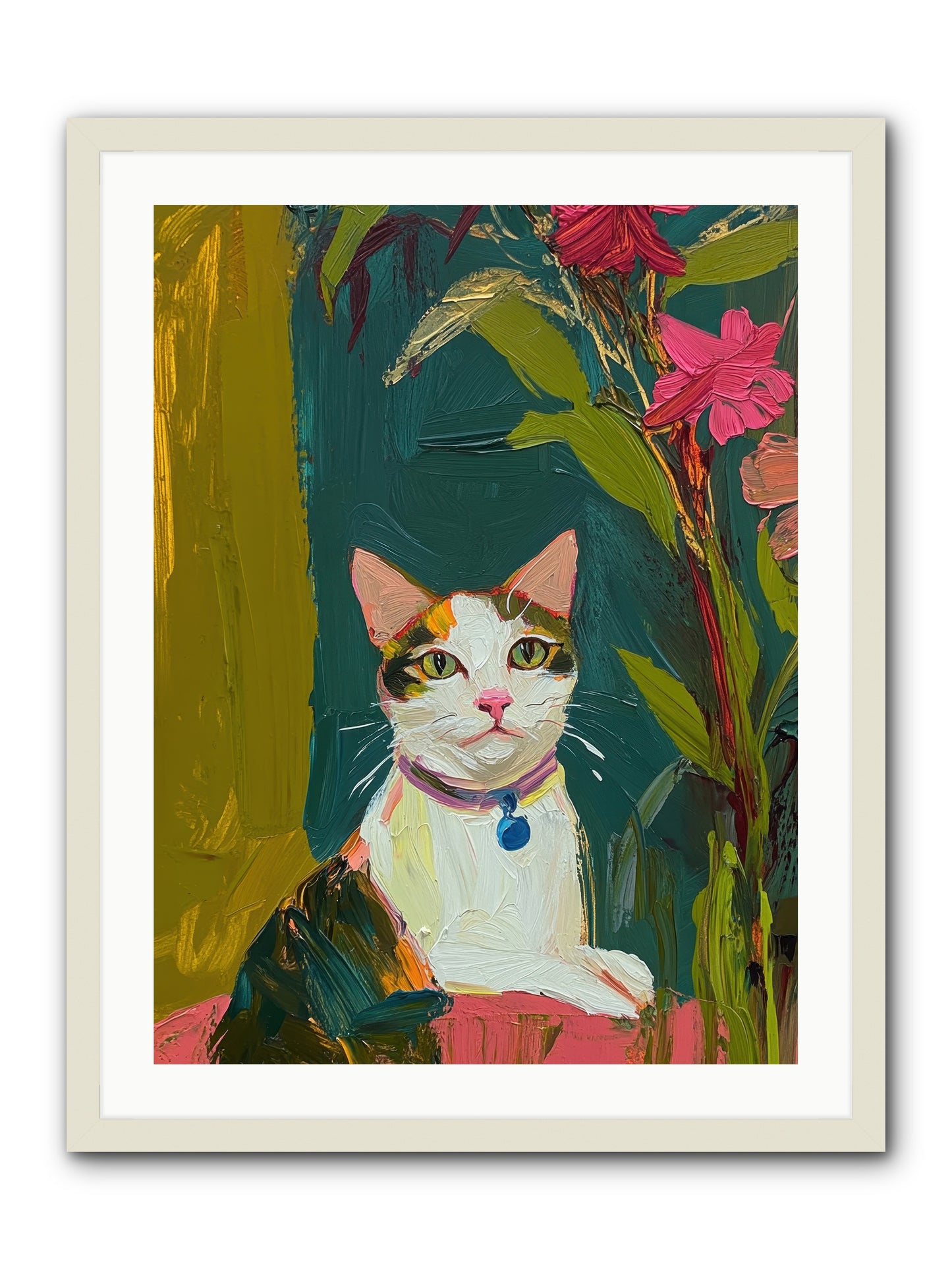 Windowsill Guardian -- Framed Print - White 24x32