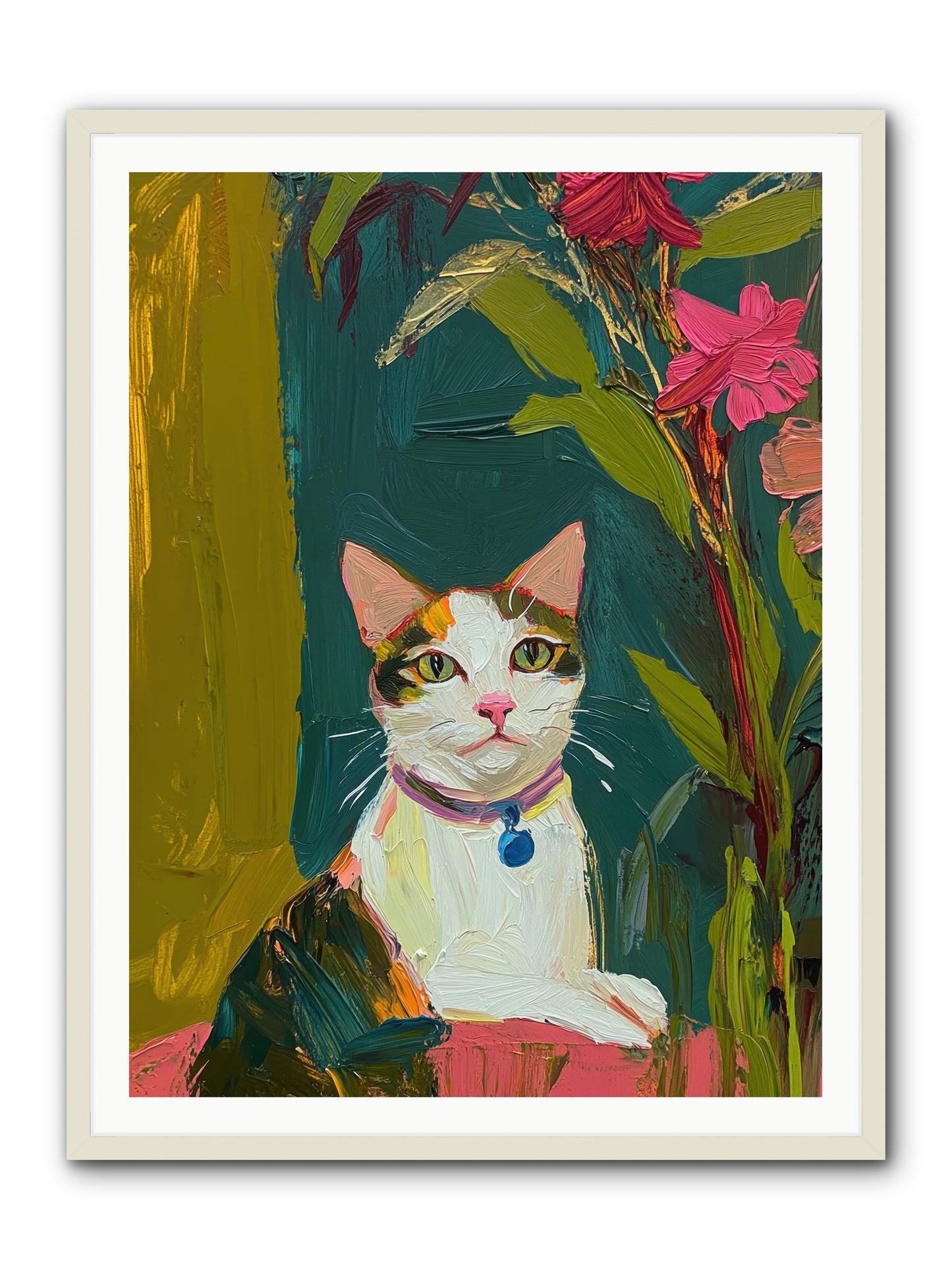 Windowsill Guardian -- Framed Print - White 36x48