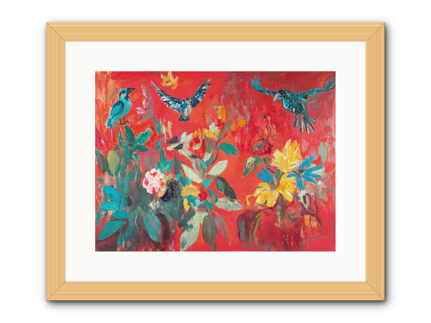Wing & Bloom -- Framed Print - Natural 16x12