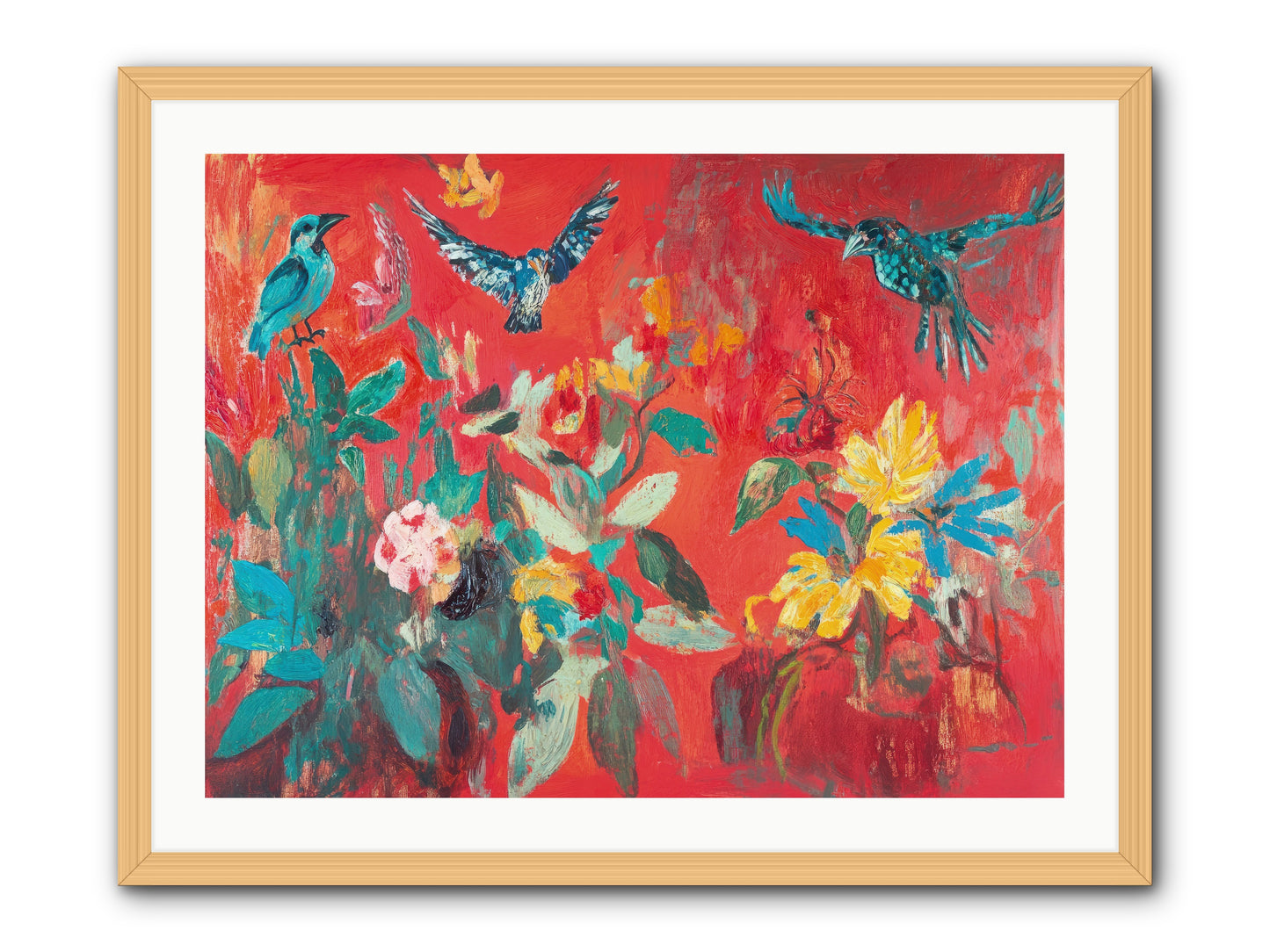 Wing & Bloom -- Framed Print - Natural 32x24
