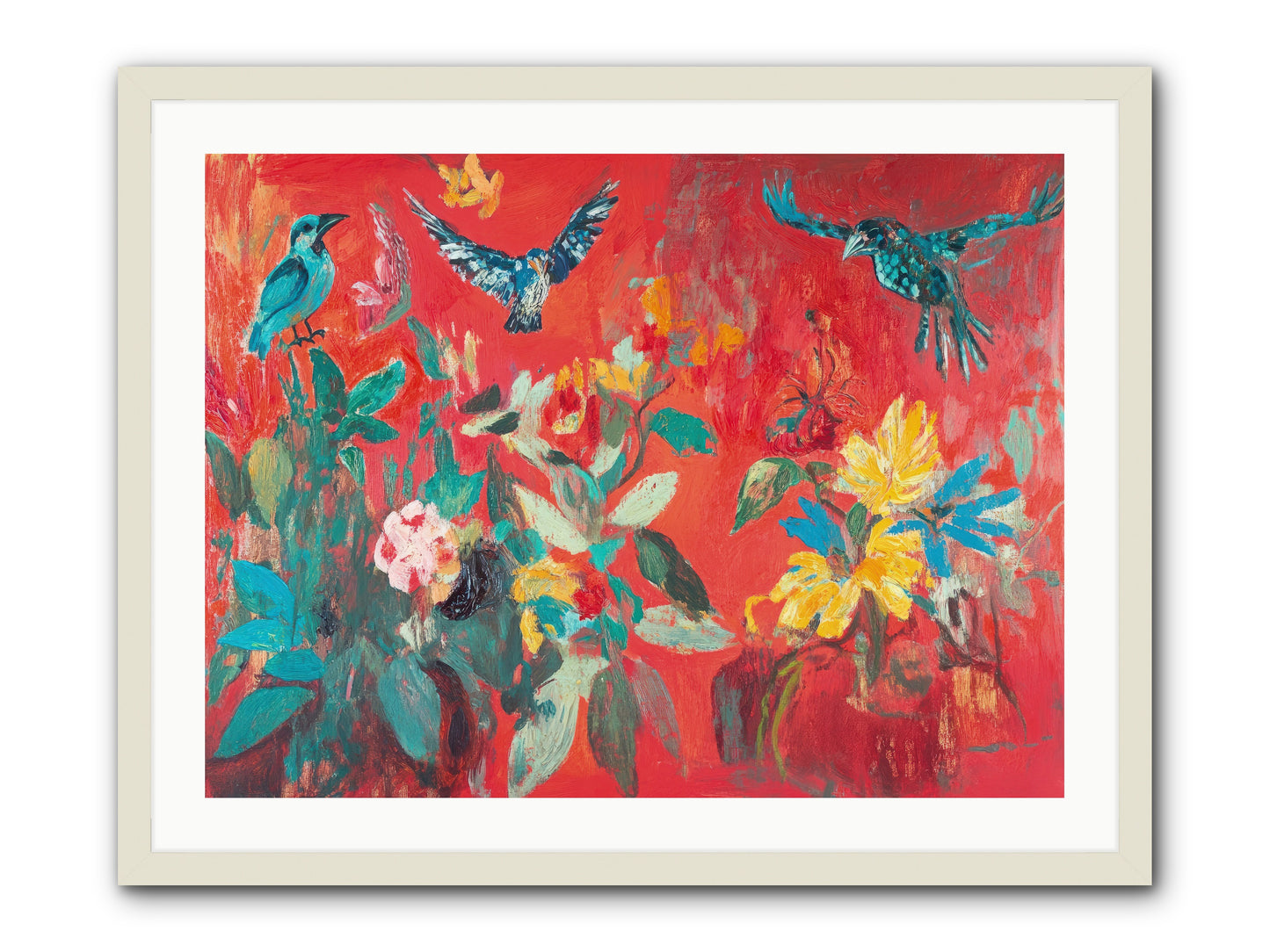 Wing & Bloom -- Framed Print - White 32x24