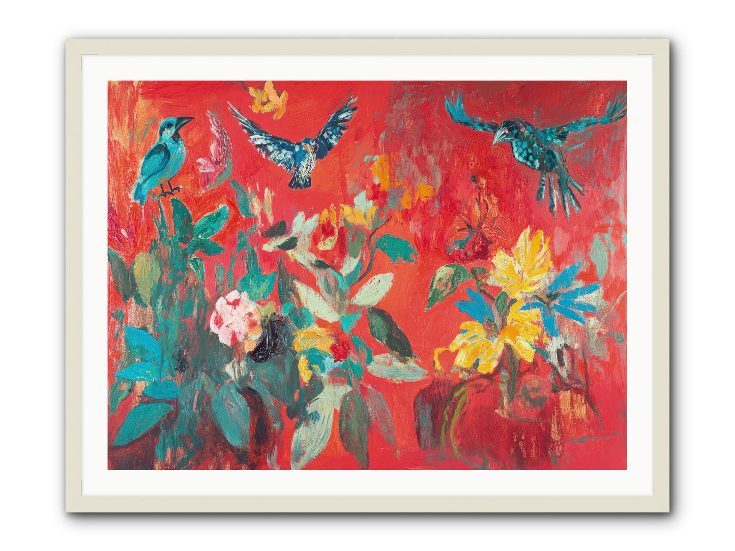 Wing & Bloom -- Framed Print - White 40x30