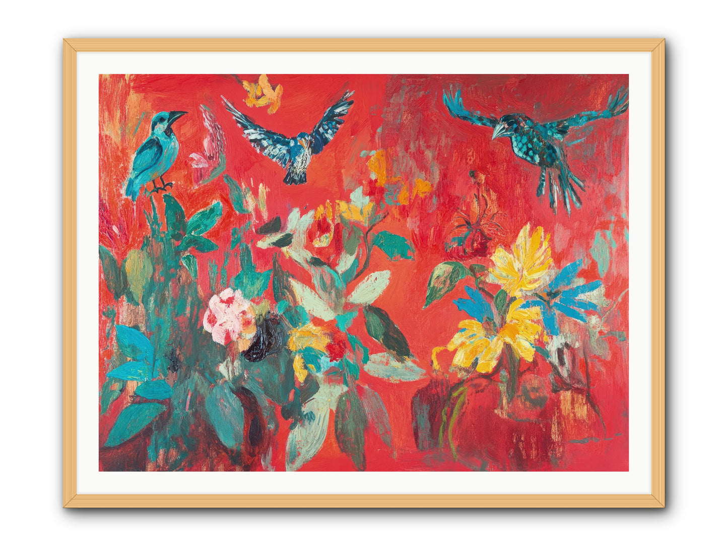 Wing & Bloom -- Framed Print - Natural 48x36