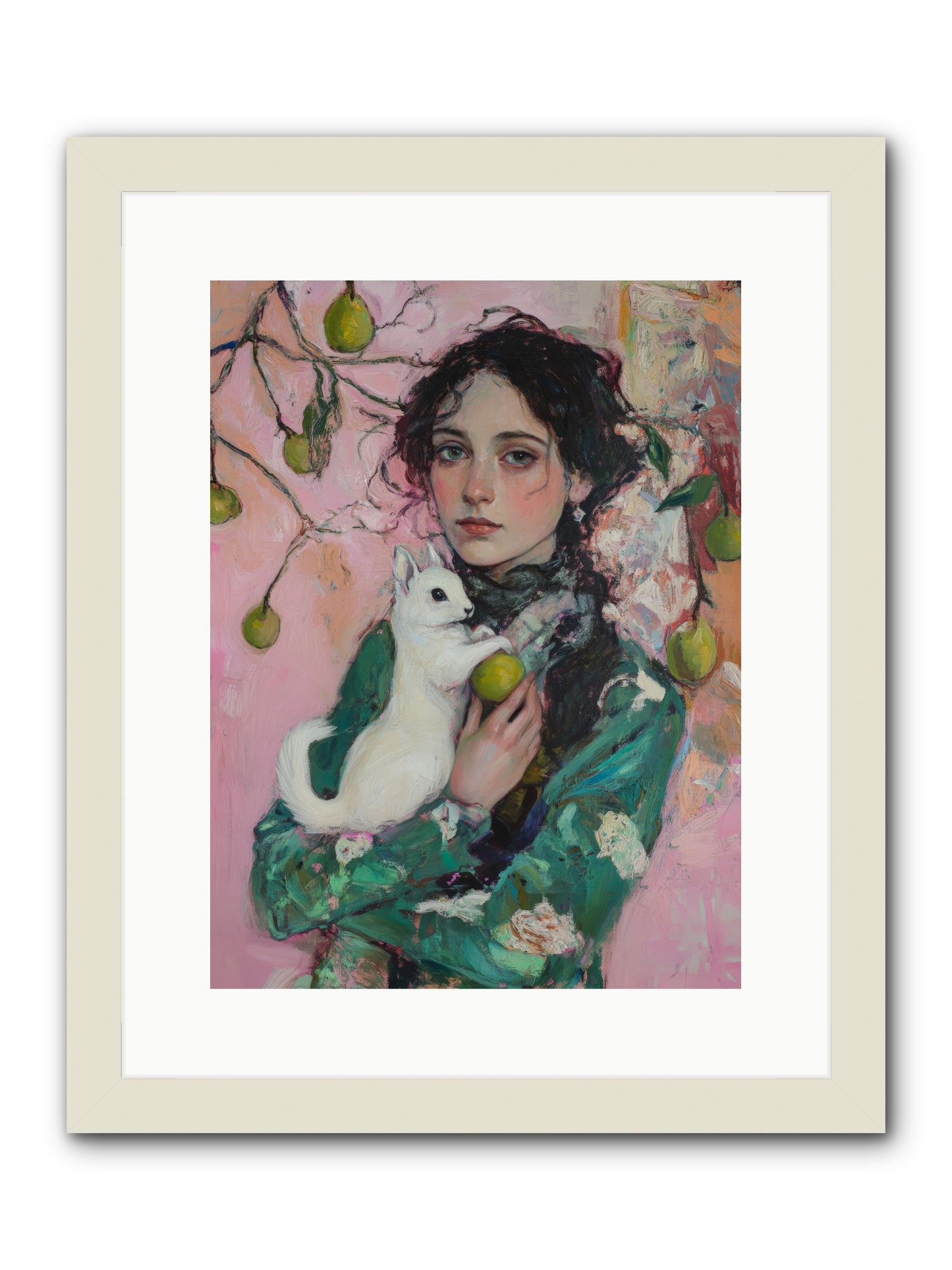 Winter Squirrel Keeper -- Framed Print - White 12x16