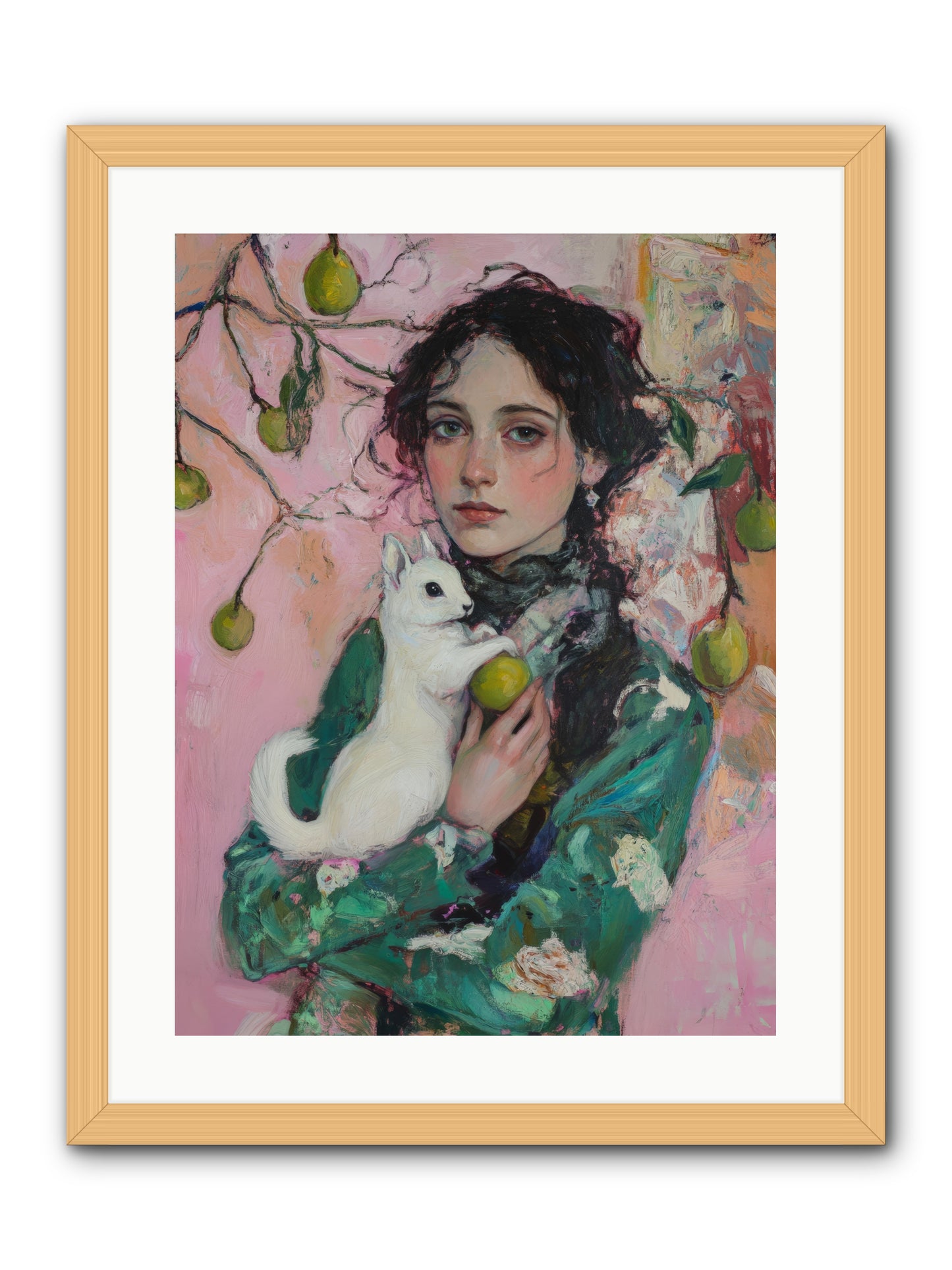Winter Squirrel Keeper -- Framed Print - Natural 18x24