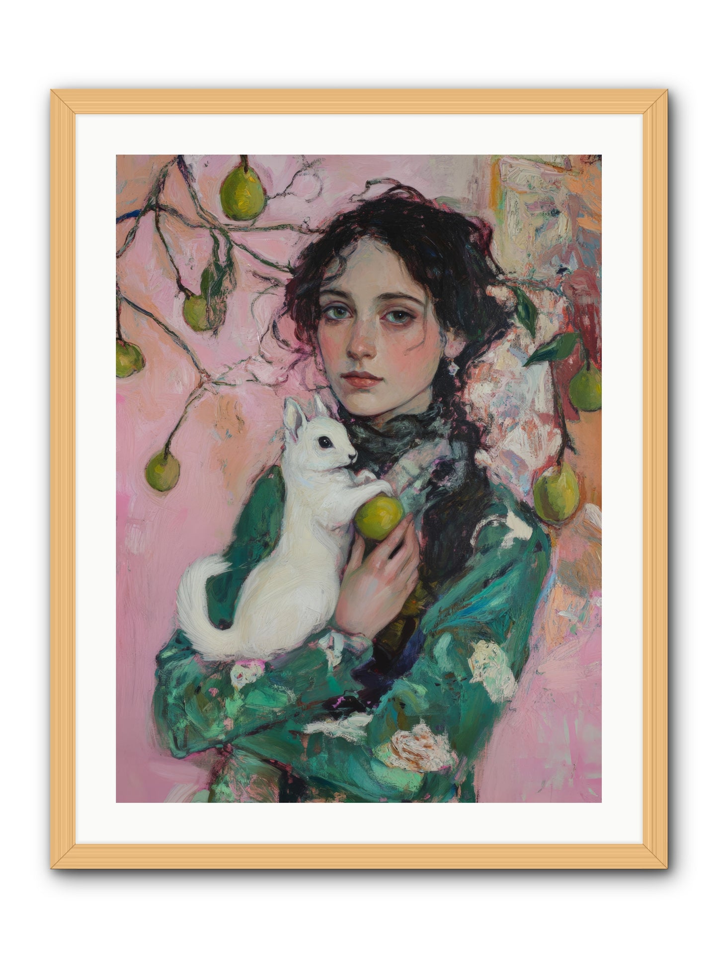Winter Squirrel Keeper -- Framed Print - Natural 24x32