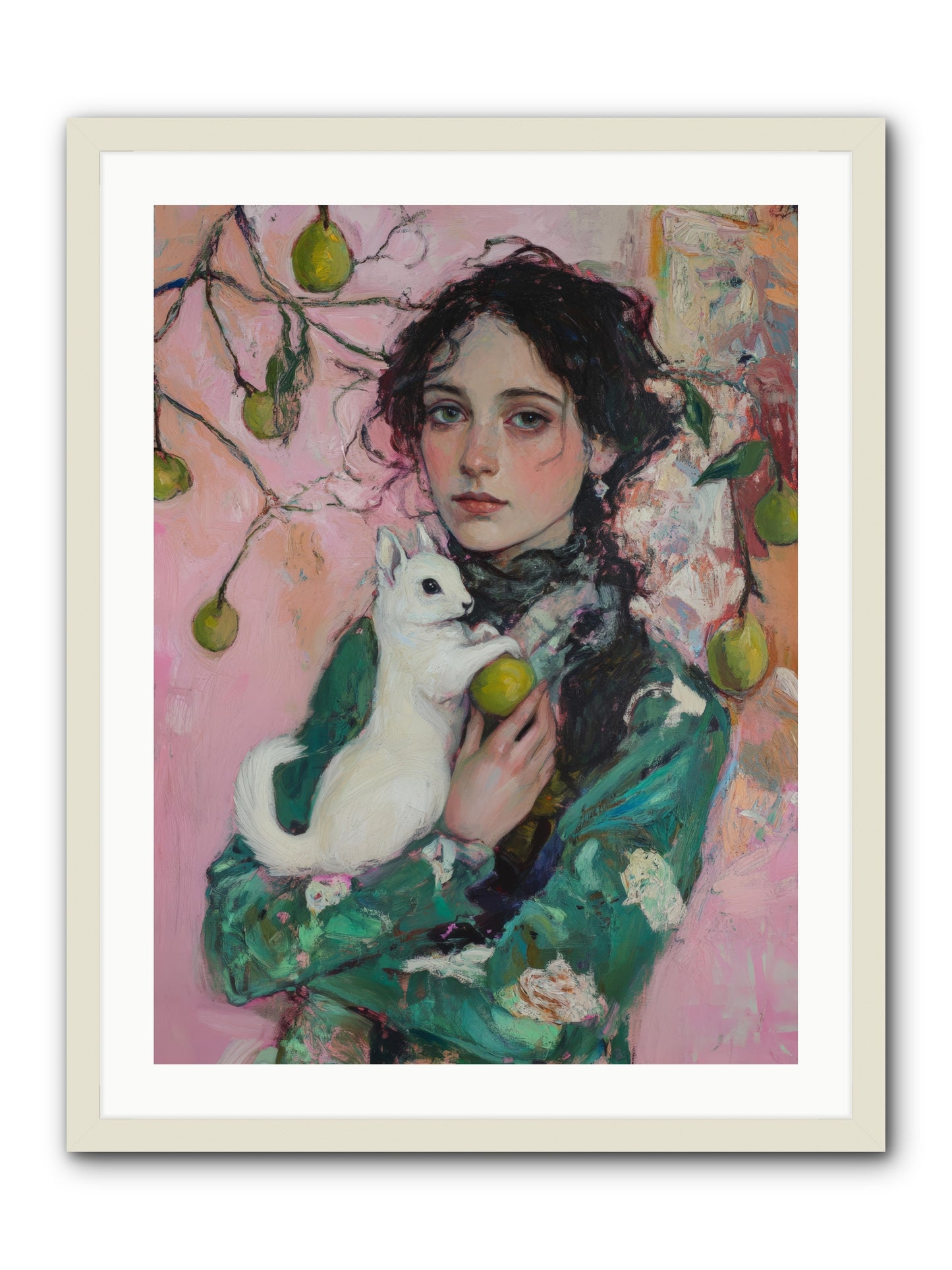 Winter Squirrel Keeper -- Framed Print - White 24x32
