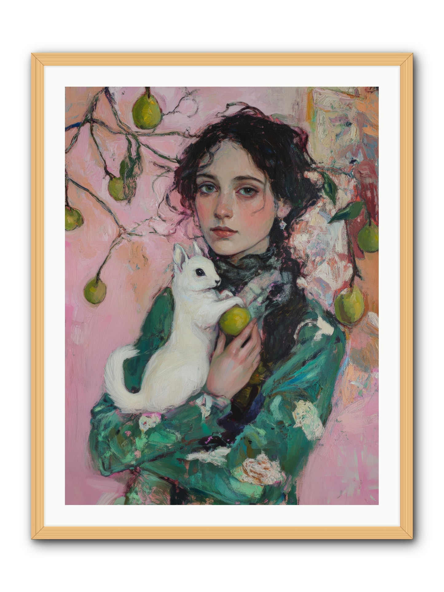 Winter Squirrel Keeper -- Framed Print - Natural 30x40