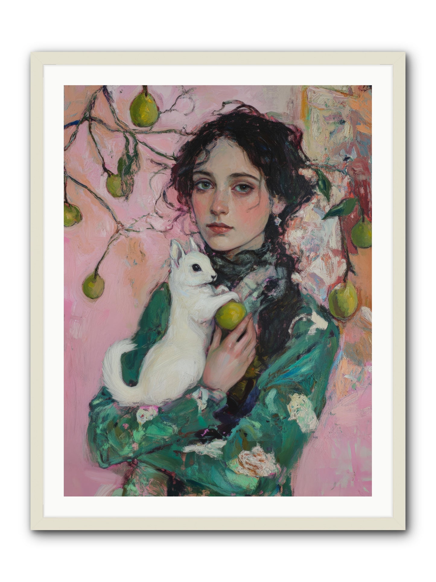 Winter Squirrel Keeper -- Framed Print - White 30x40