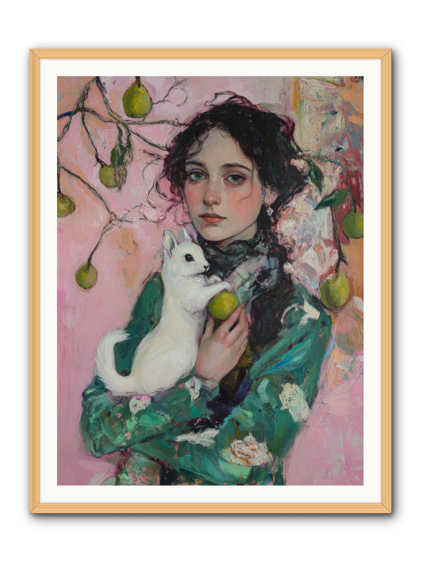 Winter Squirrel Keeper -- Framed Print - Natural 36x48