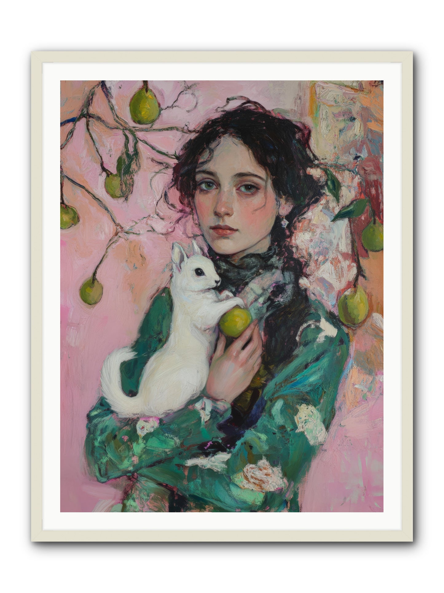 Winter Squirrel Keeper -- Framed Print - White 36x48