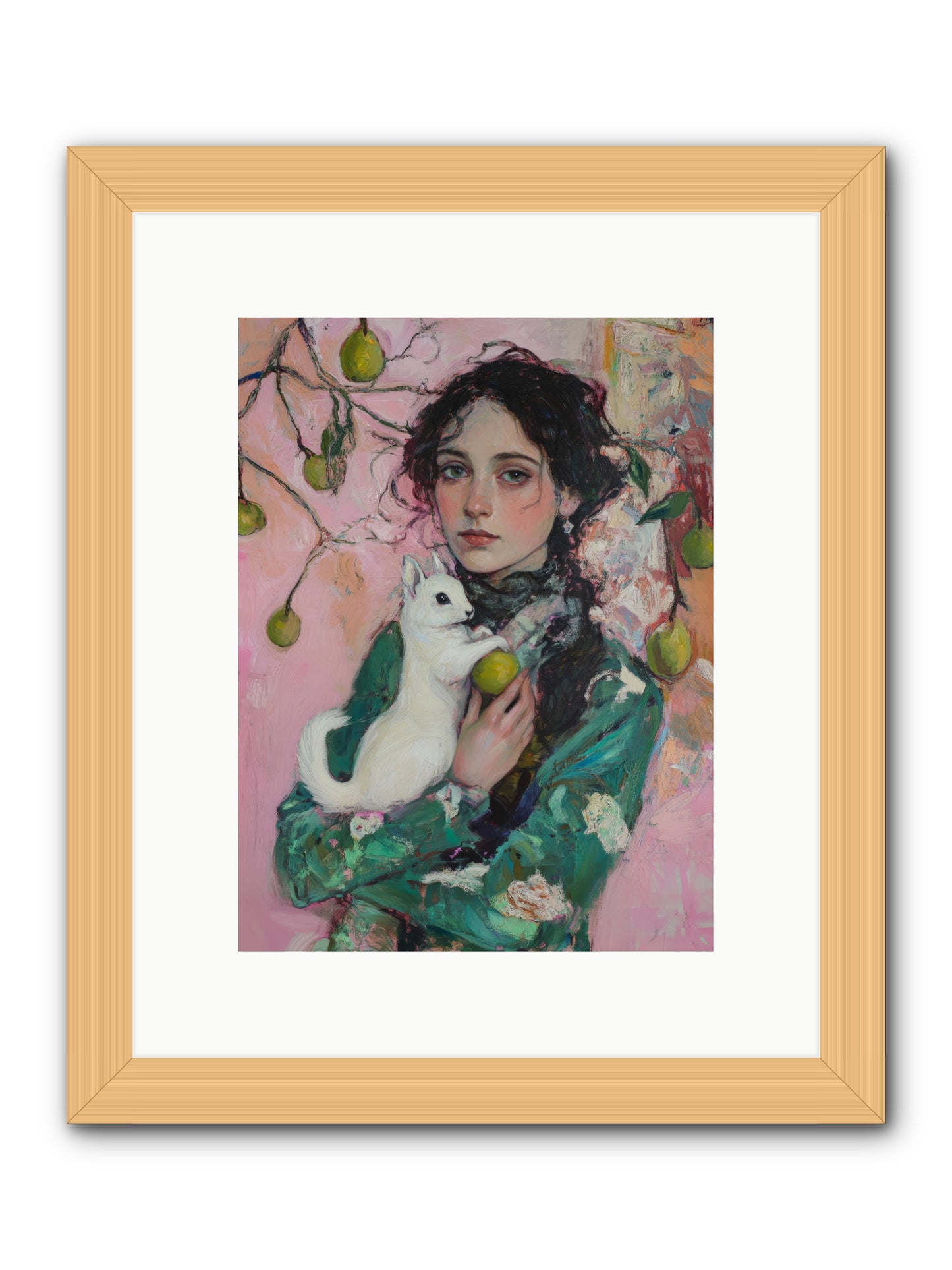 Winter Squirrel Keeper -- Framed Print - Natural 9x12