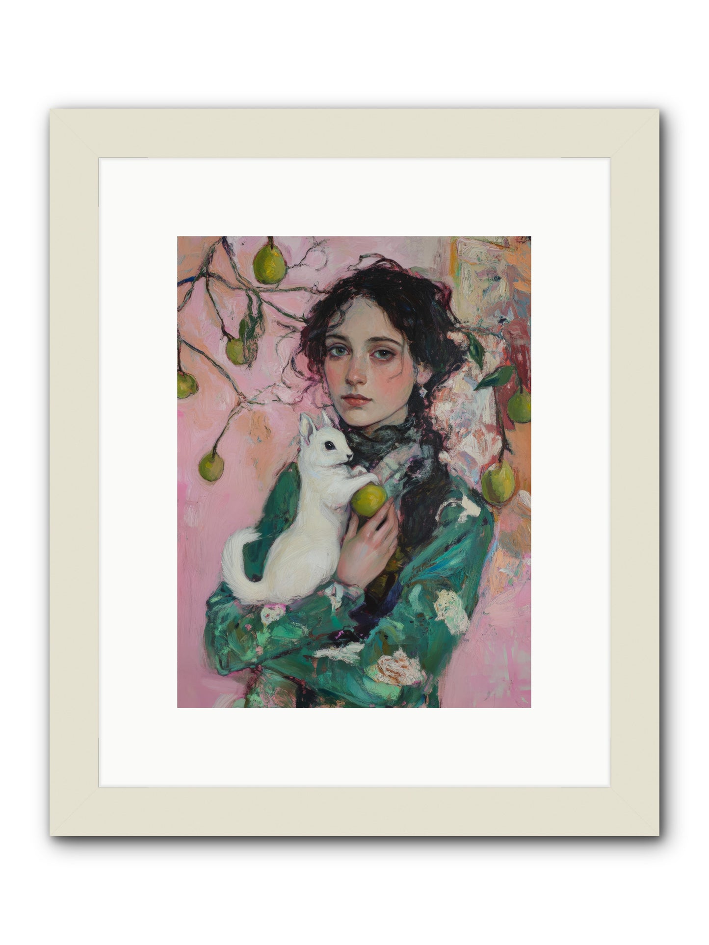 Winter Squirrel Keeper -- Framed Print - White 9x12