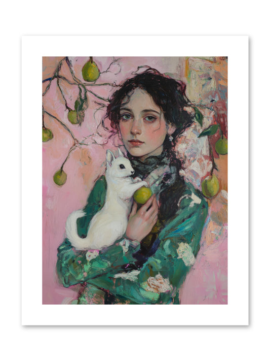 Winter Squirrel Keeper -- Paper Print 9x12
