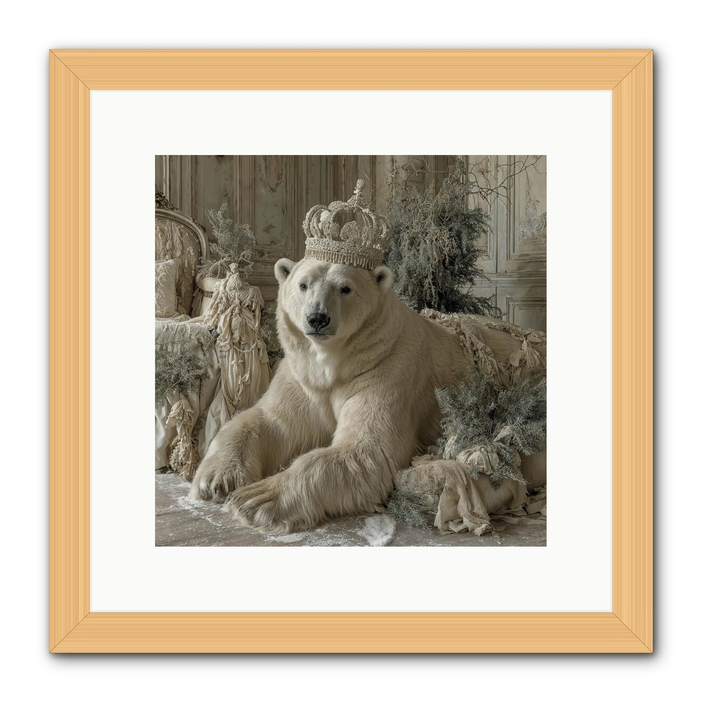 Winter's Hush -- Framed Print - Natural 12x12