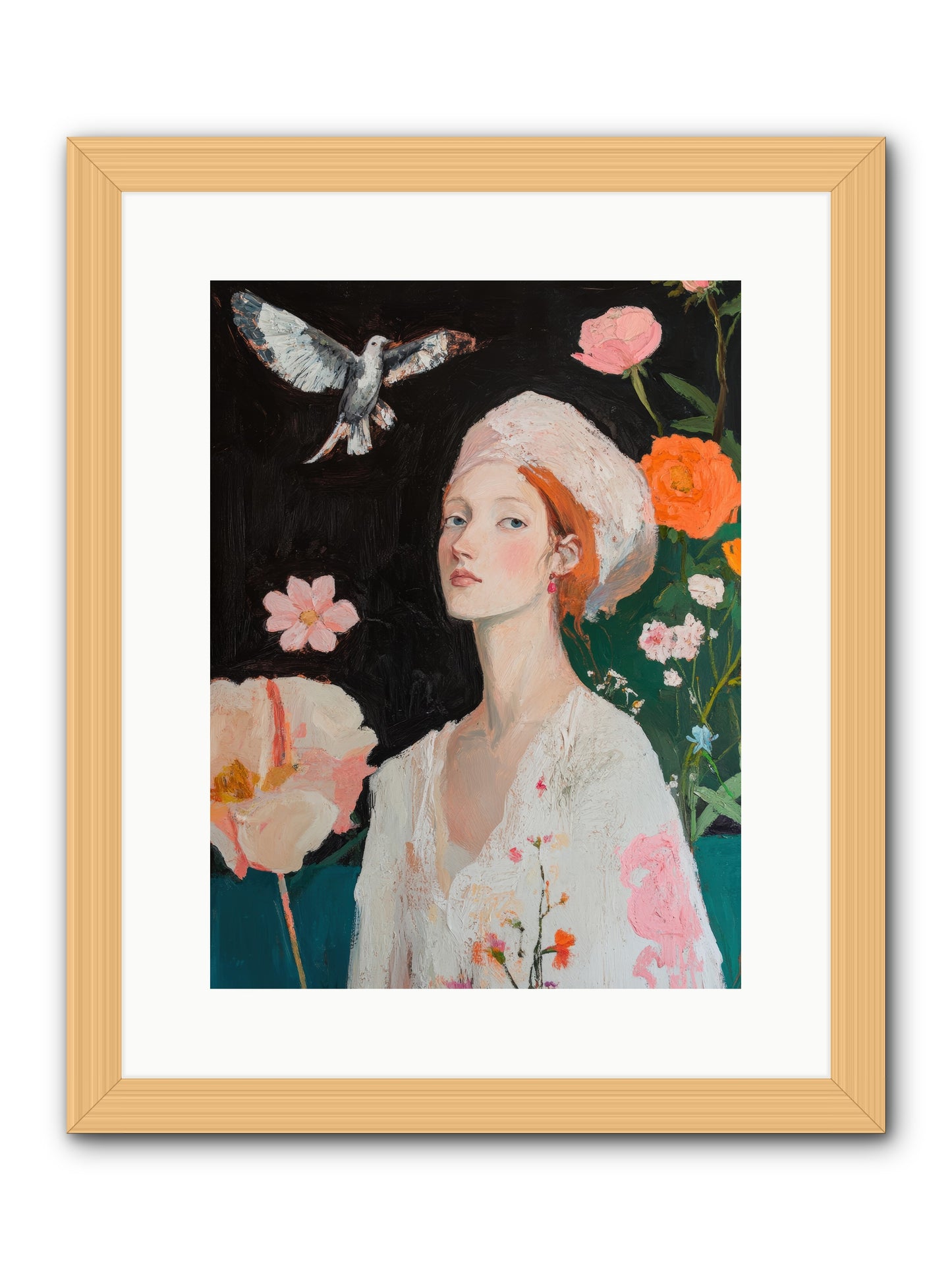 Wisteria Nightingale-REZ -- Framed Print - Natural 12x16