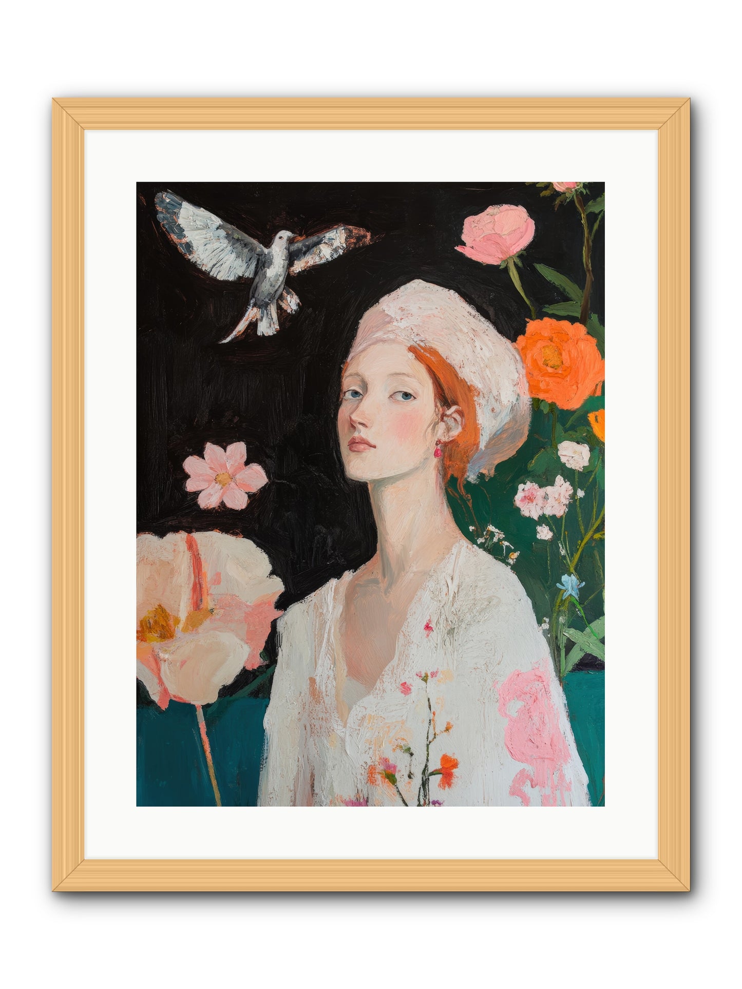 Wisteria Nightingale-REZ -- Framed Print - Natural 18x24
