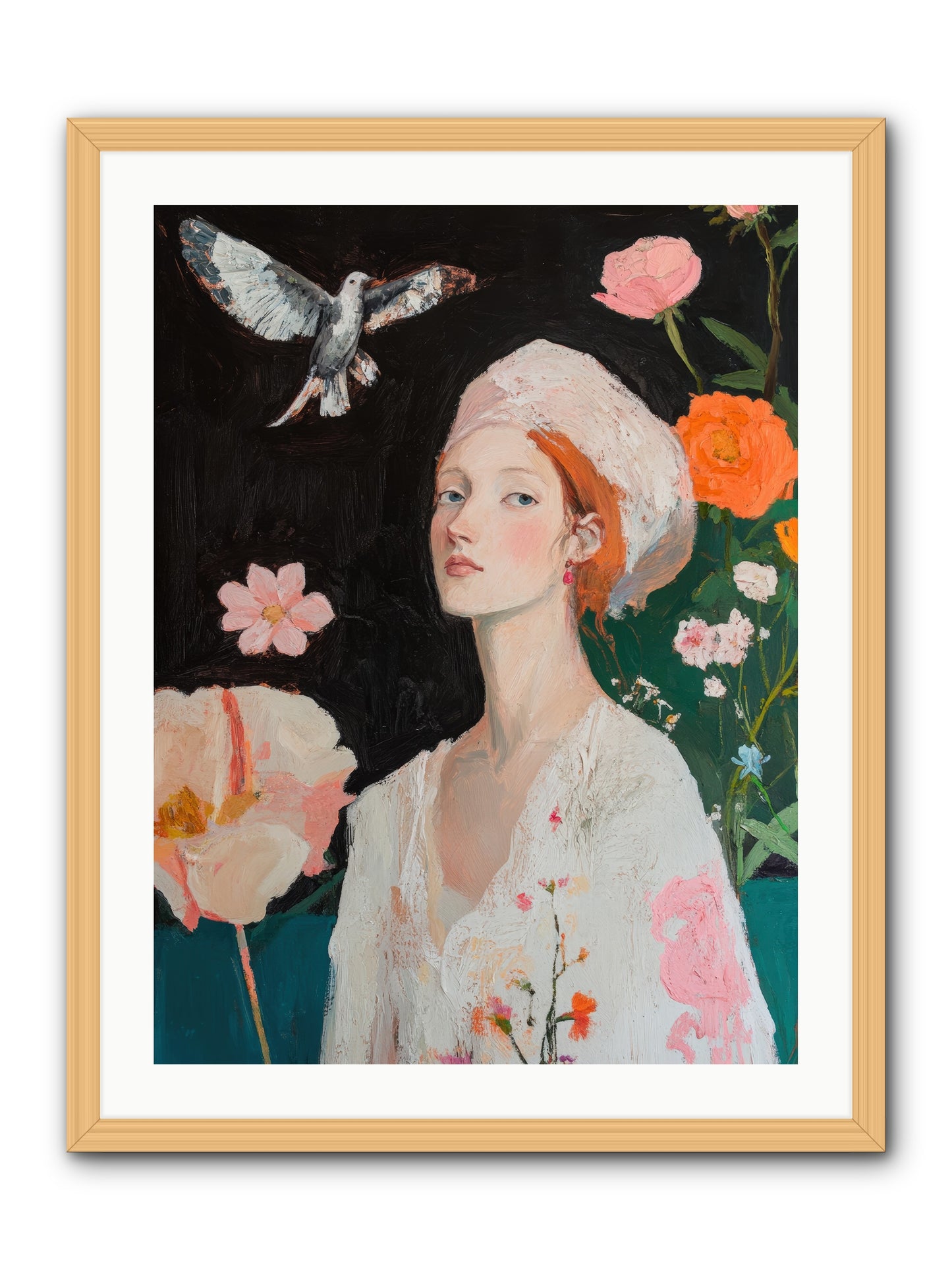 Wisteria Nightingale-REZ -- Framed Print - Natural 24x32