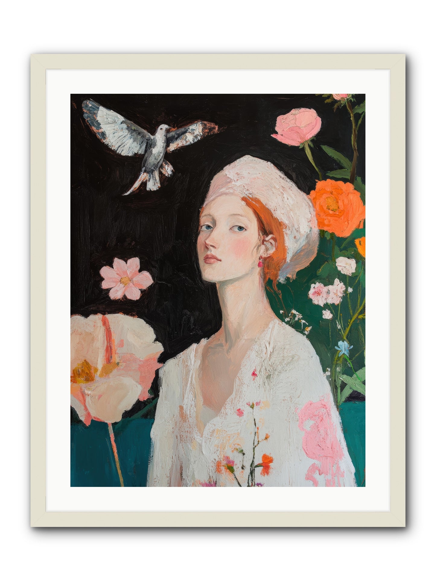 Wisteria Nightingale-REZ -- Framed Print - White 24x32