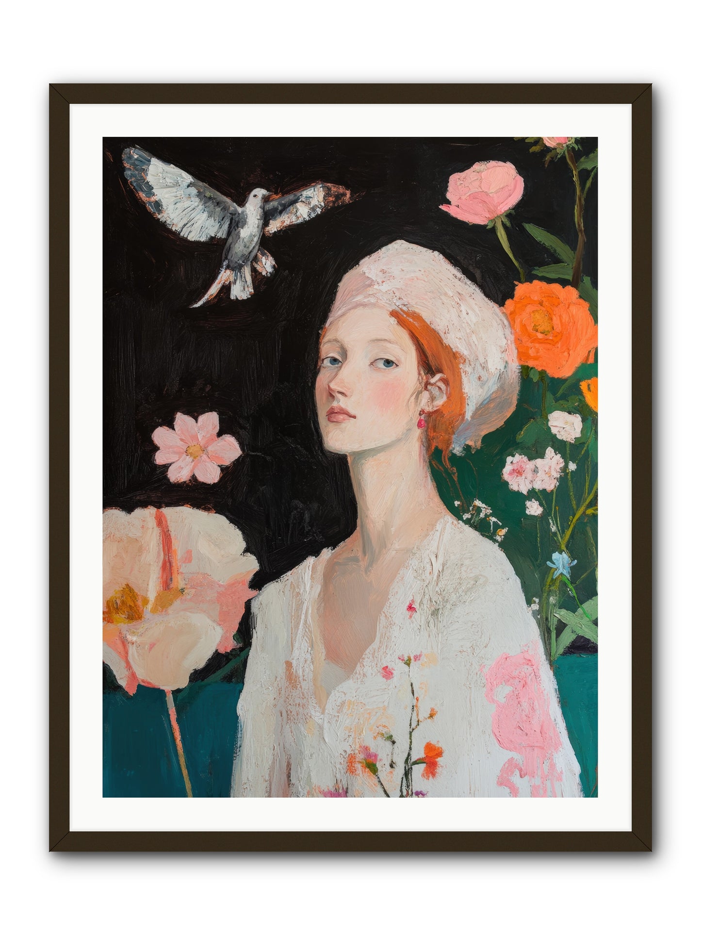 Wisteria Nightingale-REZ -- Framed Print - Black 30x40