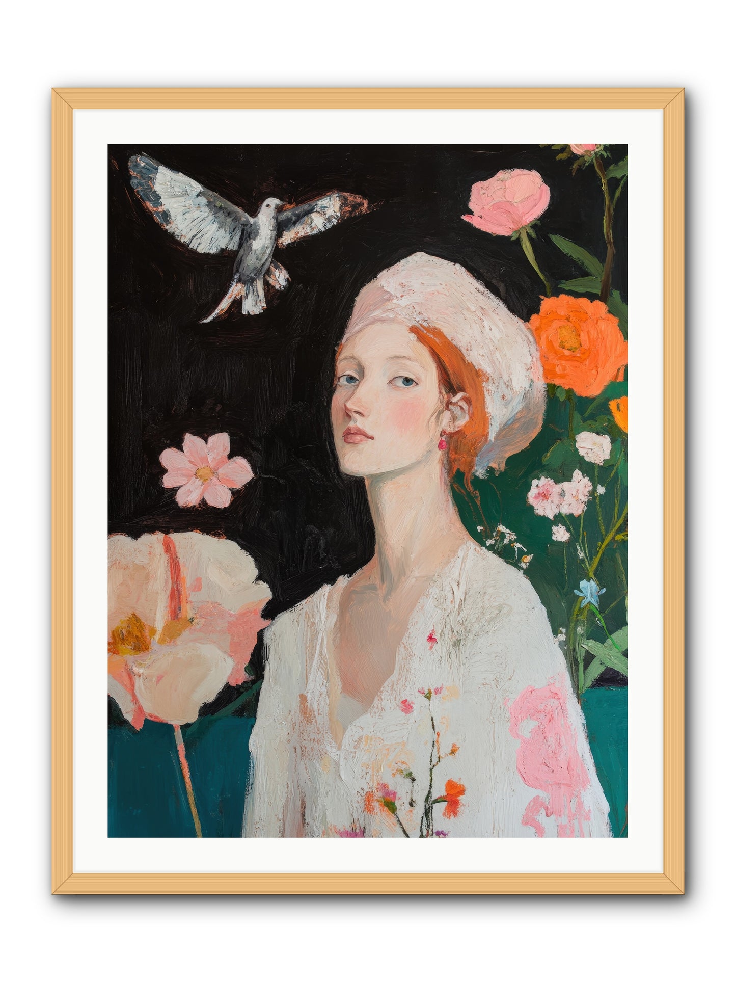 Wisteria Nightingale-REZ -- Framed Print - Natural 30x40