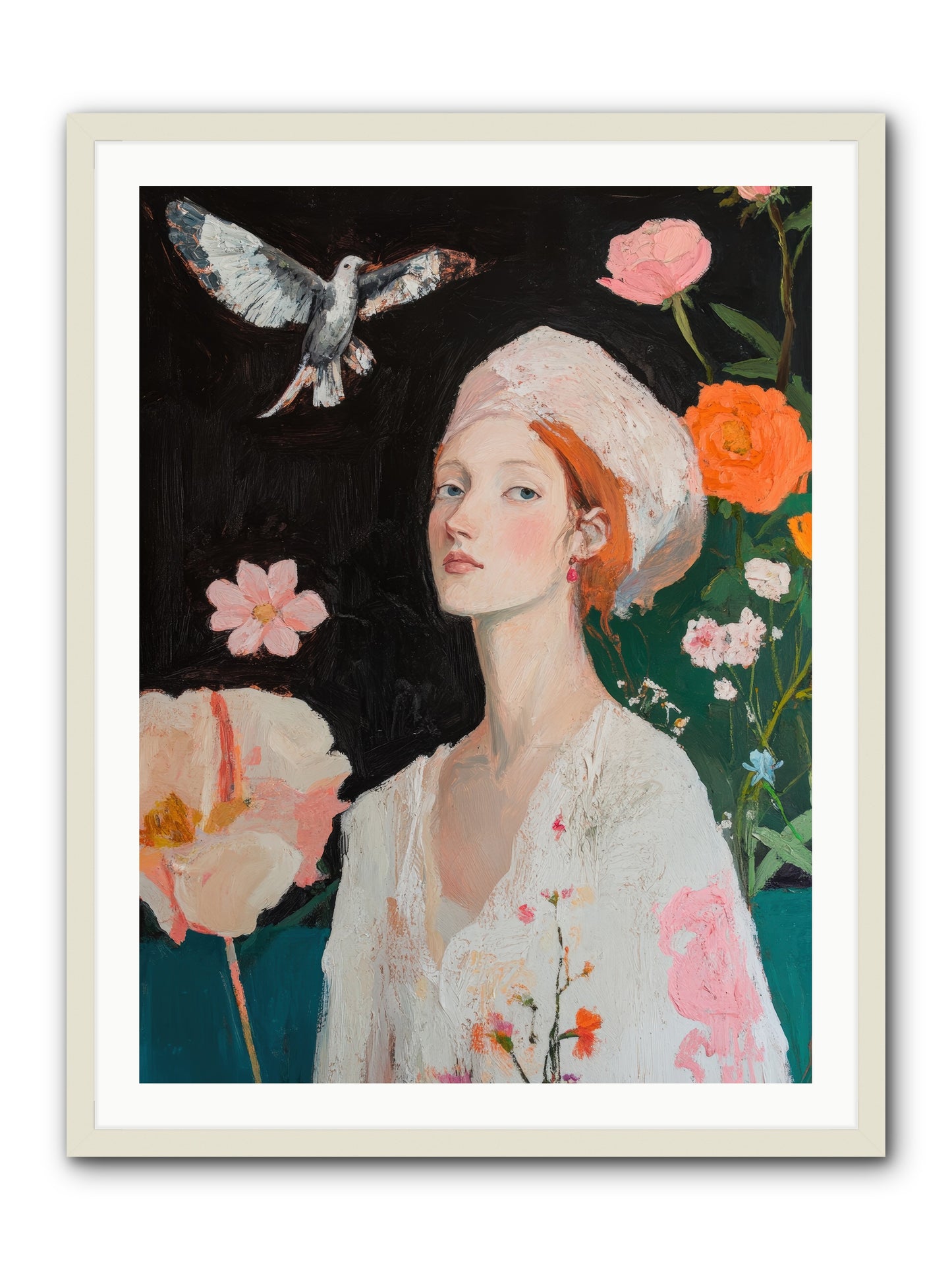 Wisteria Nightingale-REZ -- Framed Print - White 30x40