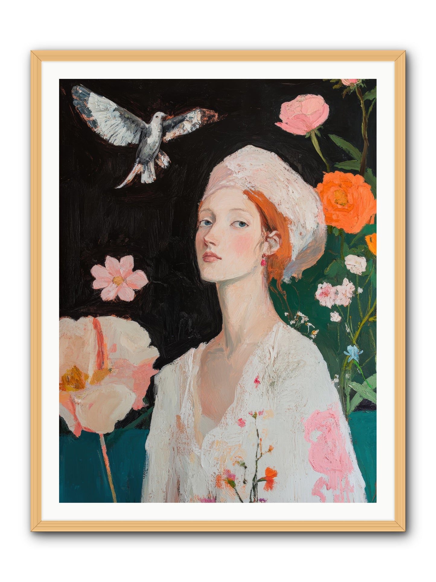 Wisteria Nightingale-REZ -- Framed Print - Natural 36x48