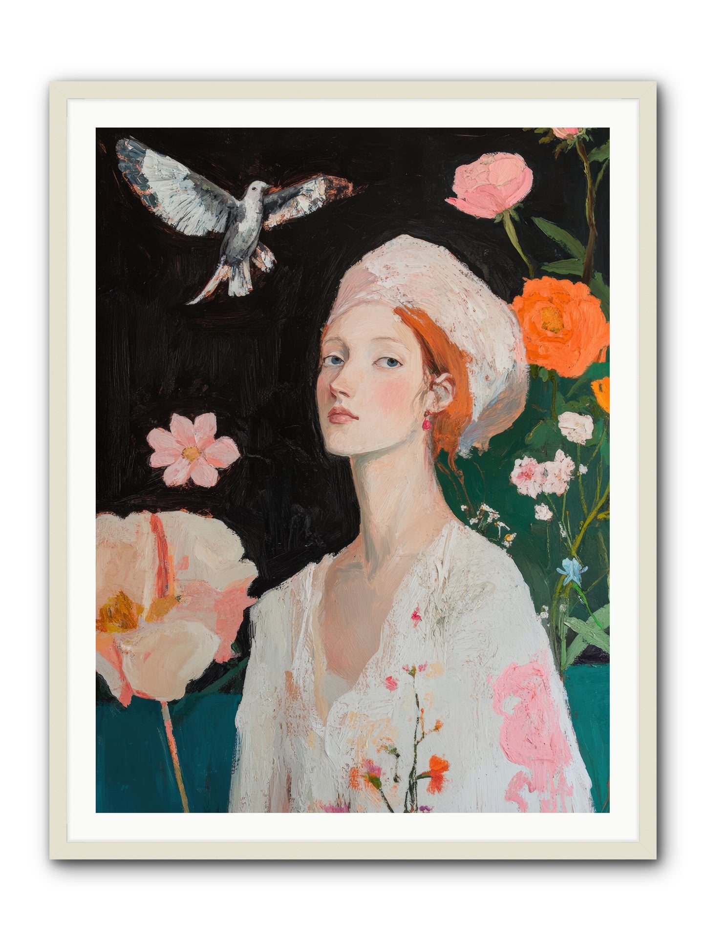 Wisteria Nightingale-REZ -- Framed Print - White 36x48