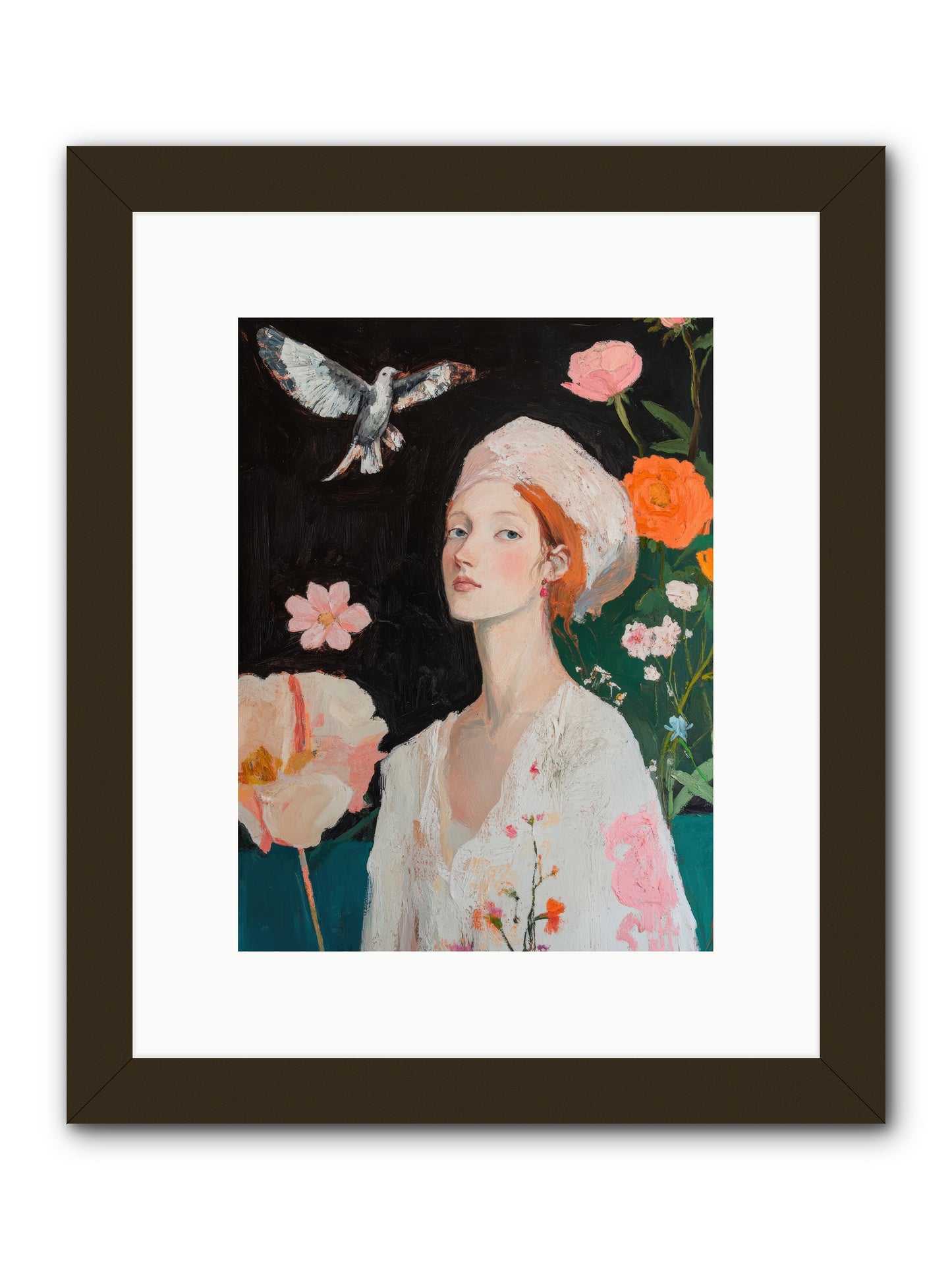 Wisteria Nightingale-REZ -- Framed Print - Black 9x12