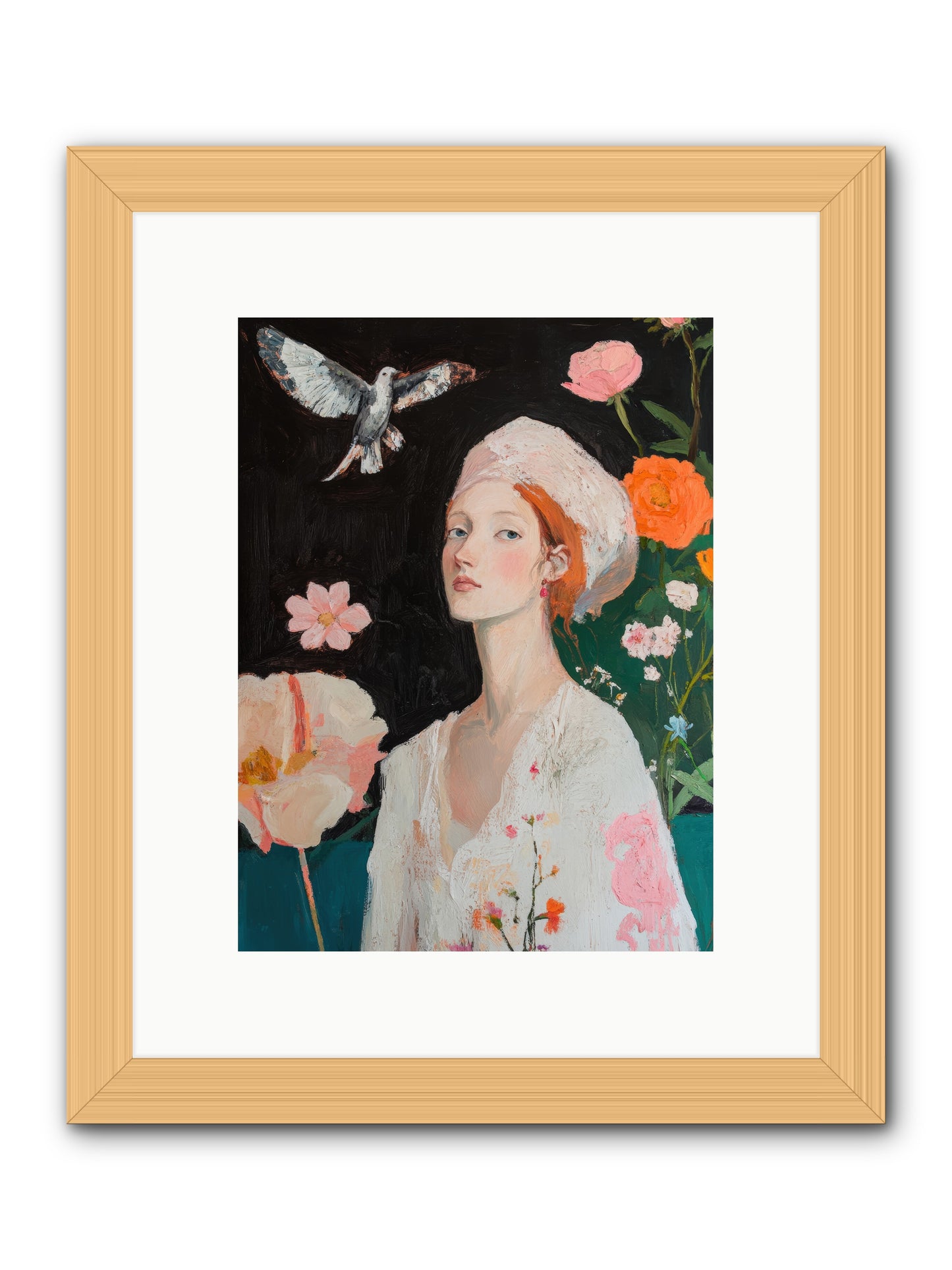 Wisteria Nightingale-REZ -- Framed Print - Natural 9x12