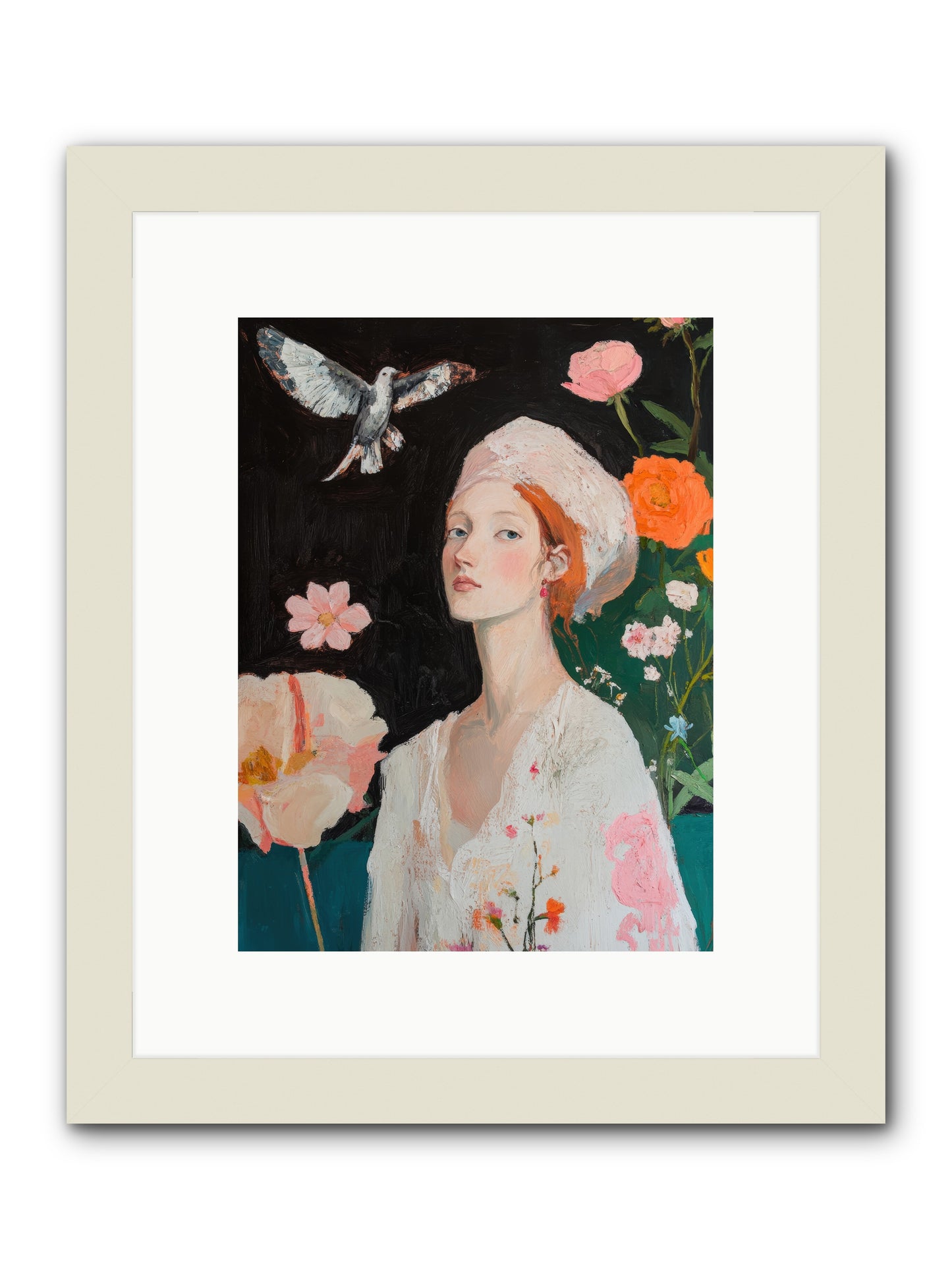 Wisteria Nightingale-REZ -- Framed Print - White 9x12