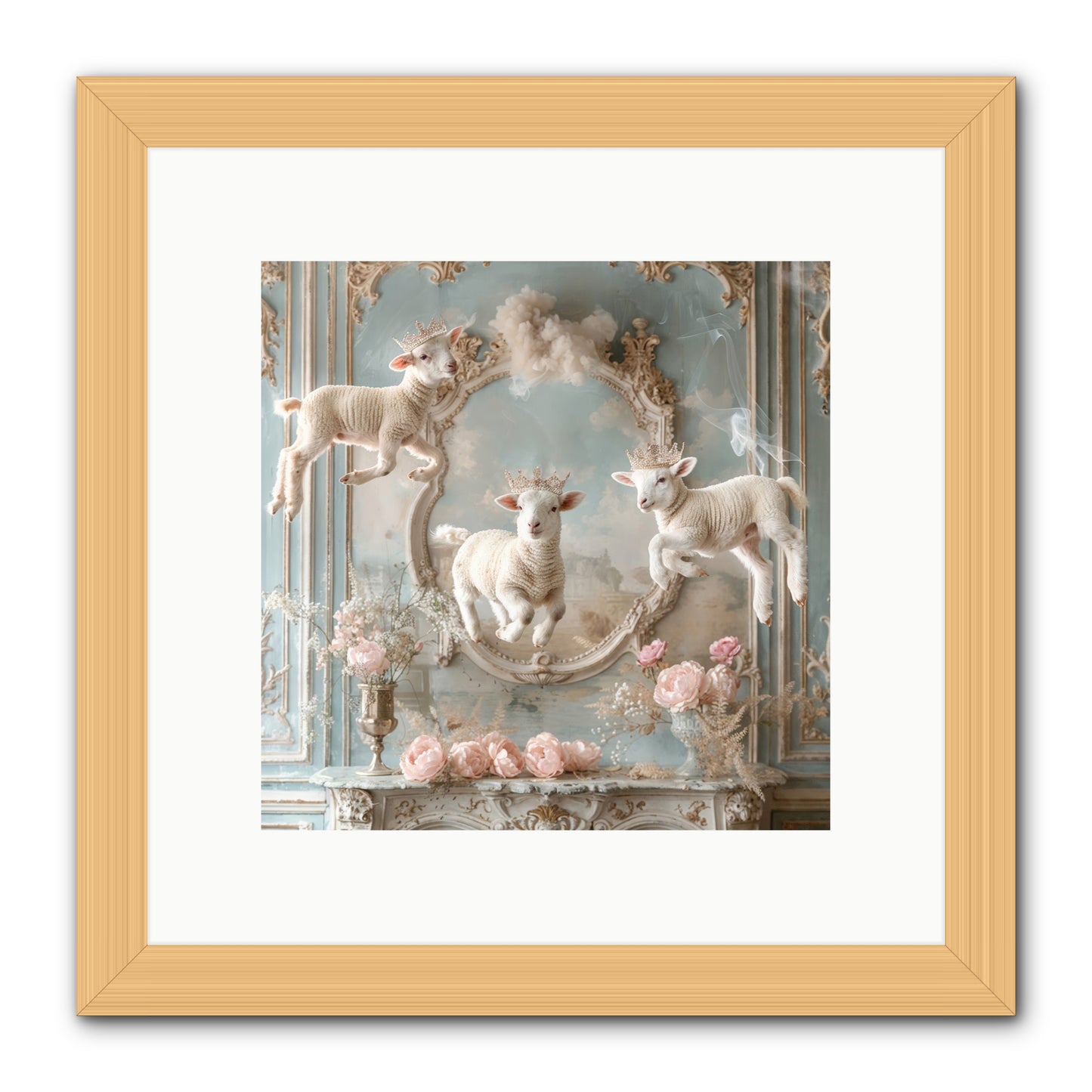 Woolies Whimsy -- Framed Print - Natural 10x10