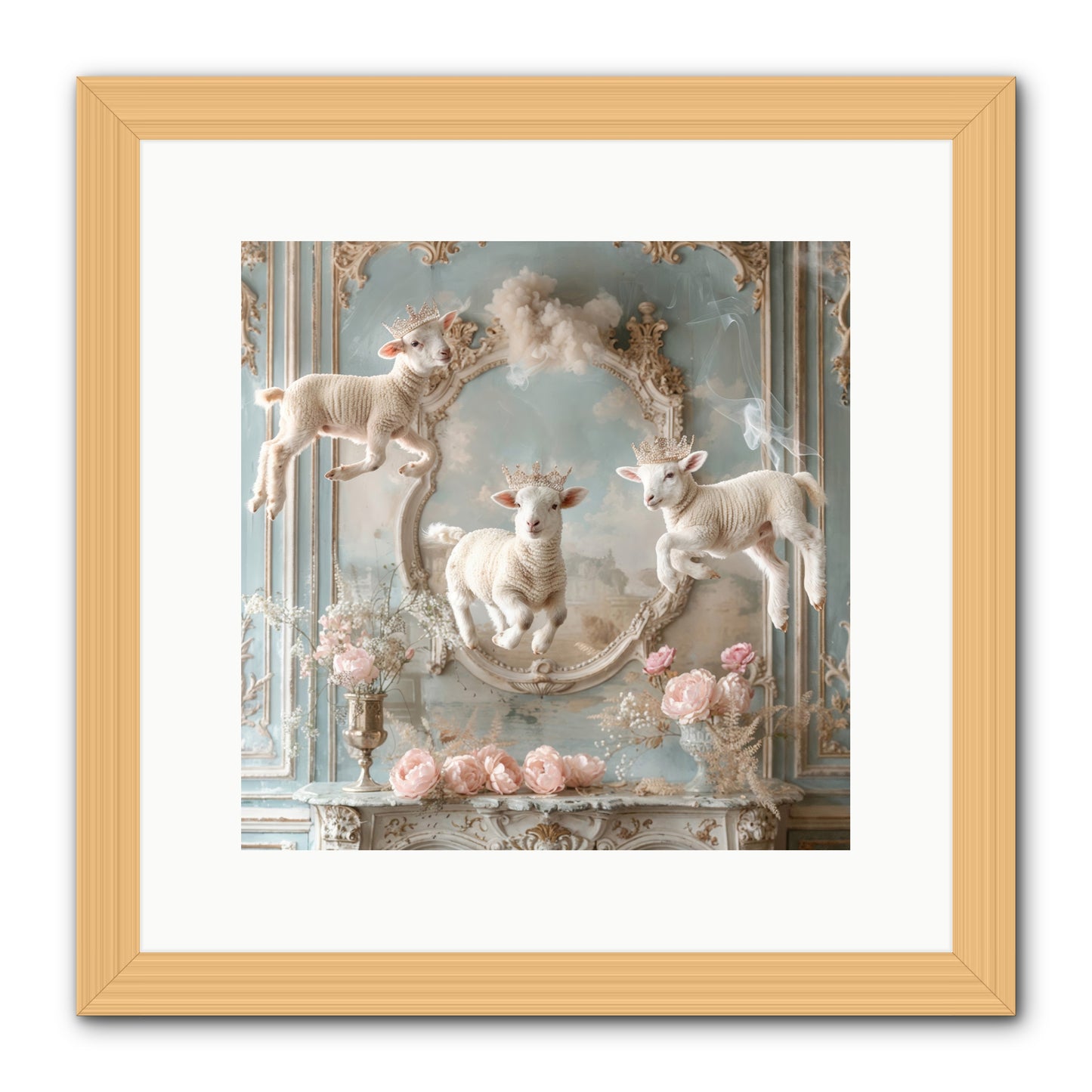 Woolies Whimsy -- Framed Print - Natural 12x12