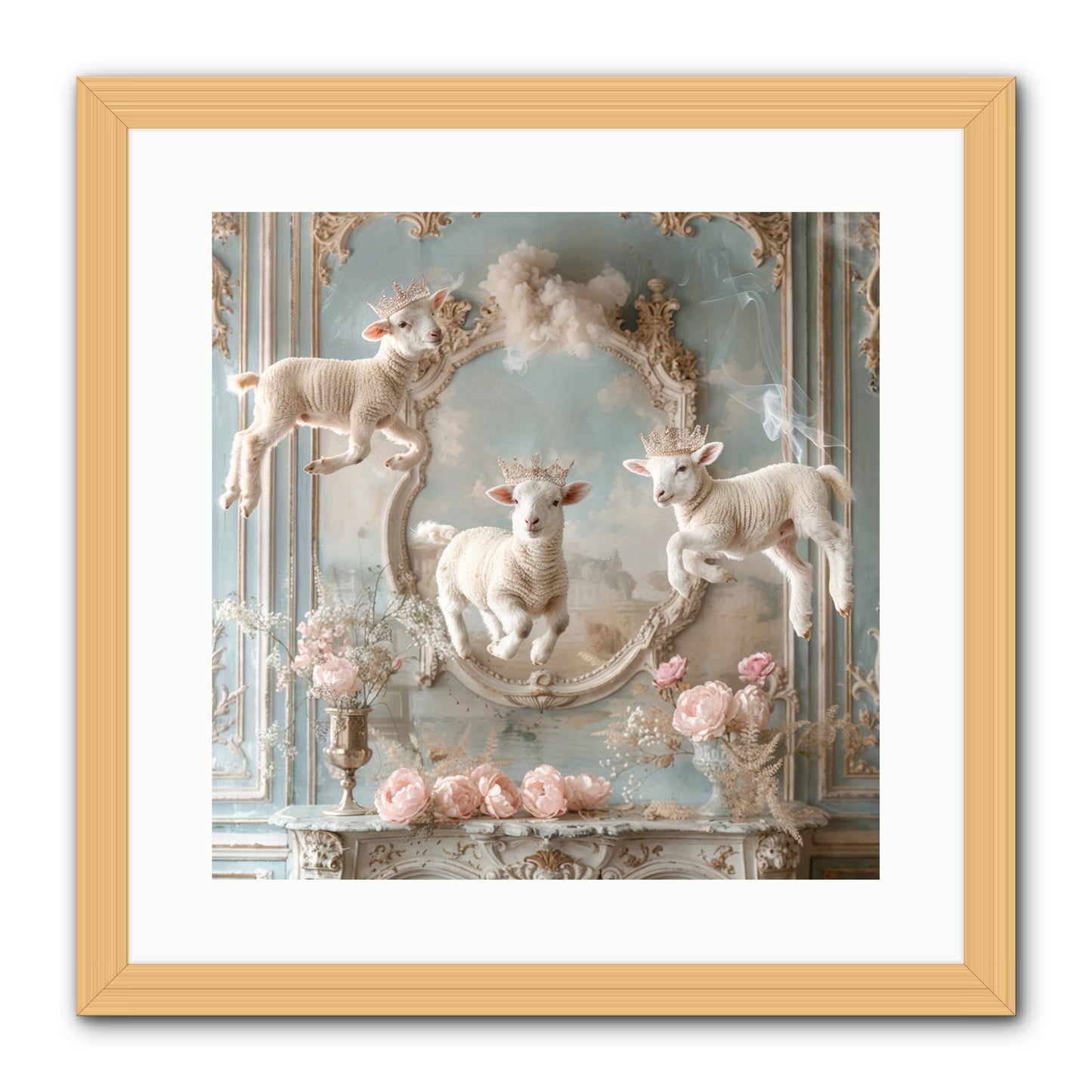Woolies Whimsy -- Framed Print - Natural 16x16