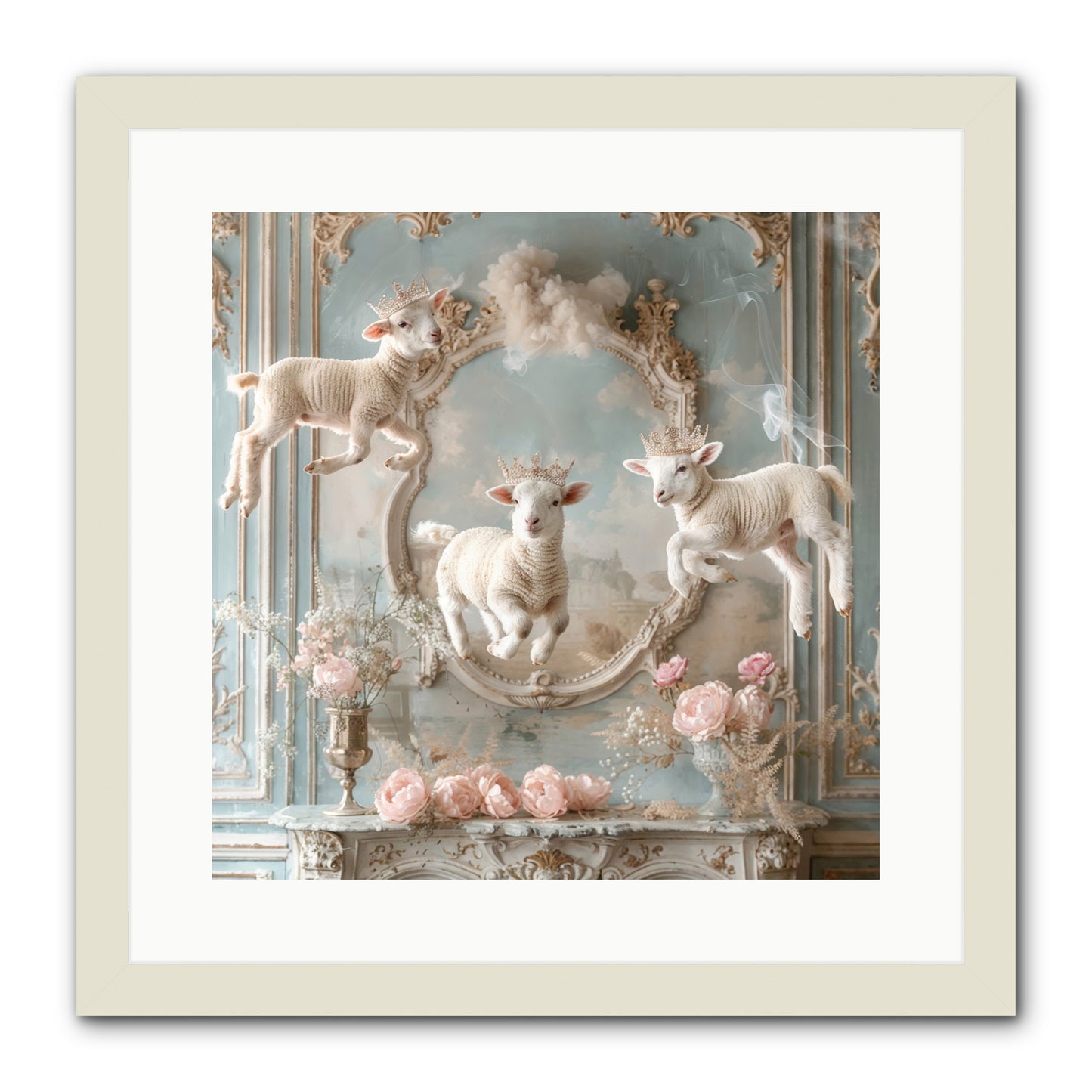 Woolies Whimsy -- Framed Print - White 16x16
